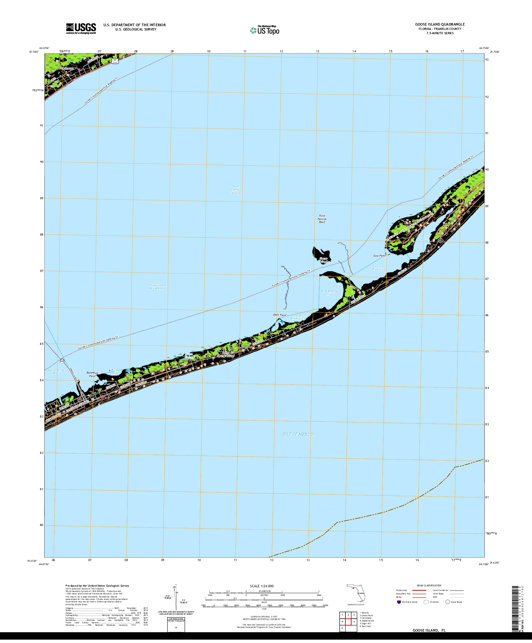 USGS US TOPO 7.5-MINUTE MAP FOR GOOSE ISLAND, FL 2021