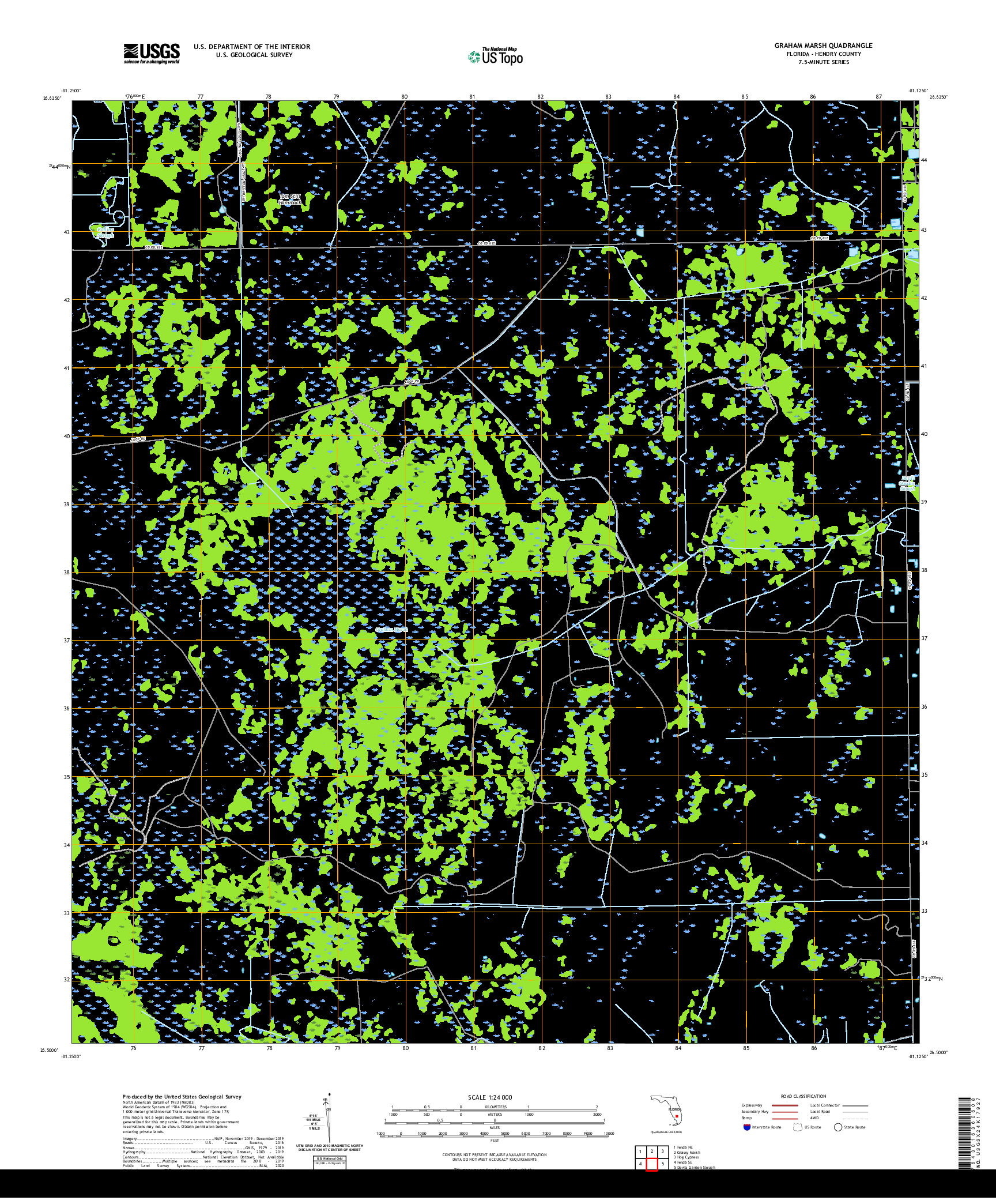 USGS US TOPO 7.5-MINUTE MAP FOR GRAHAM MARSH, FL 2021