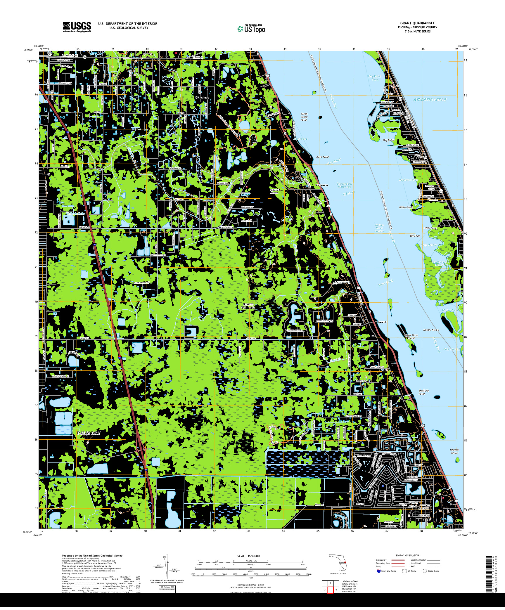 USGS US TOPO 7.5-MINUTE MAP FOR GRANT, FL 2021