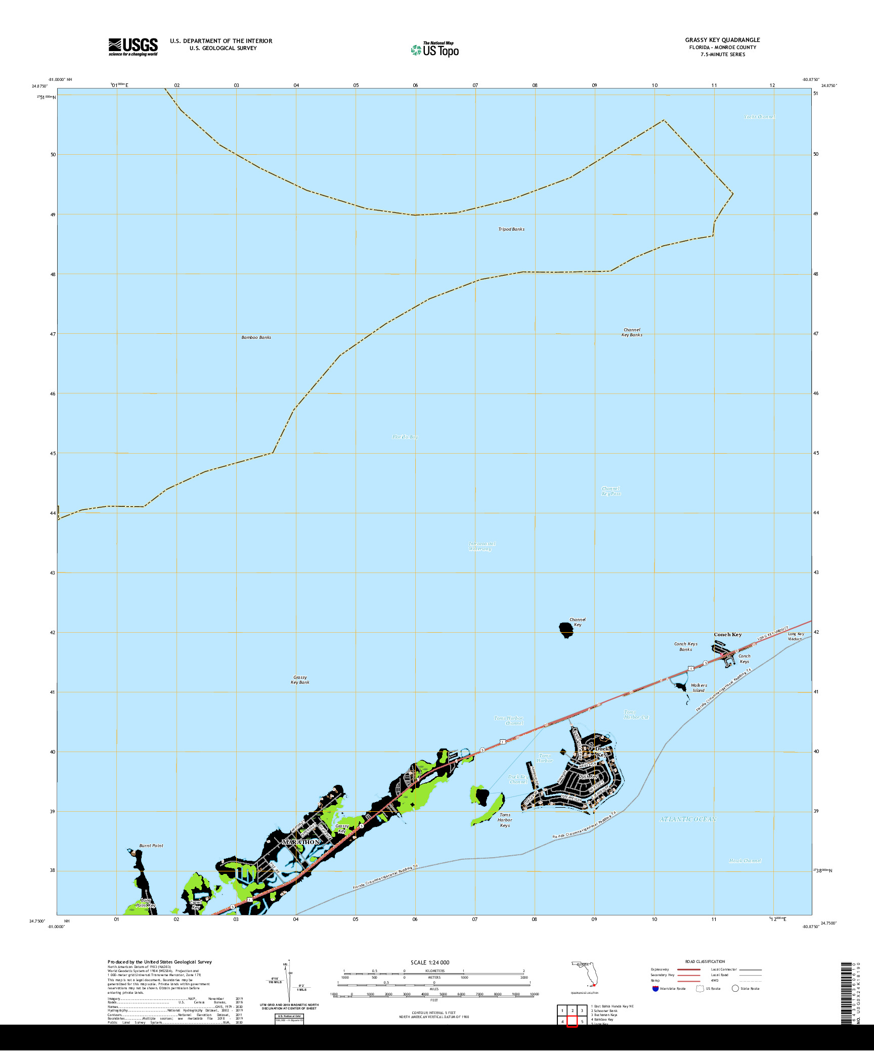 USGS US TOPO 7.5-MINUTE MAP FOR GRASSY KEY, FL 2021