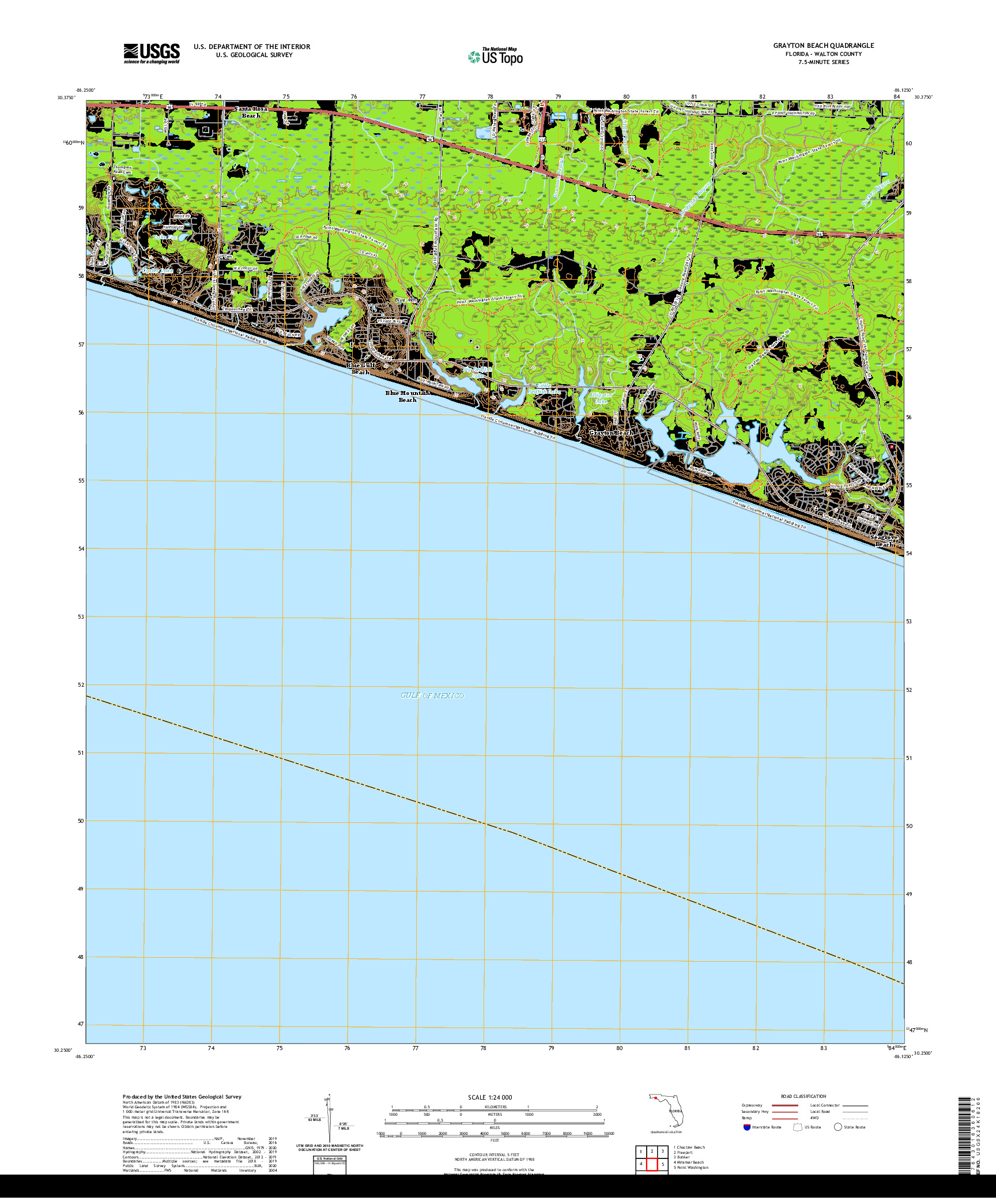 USGS US TOPO 7.5-MINUTE MAP FOR GRAYTON BEACH, FL 2021