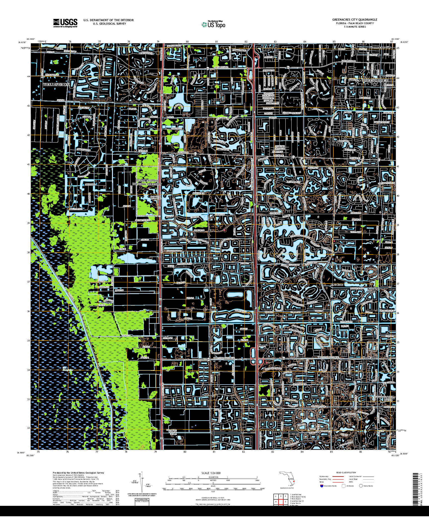 USGS US TOPO 7.5-MINUTE MAP FOR GREENACRES CITY, FL 2021