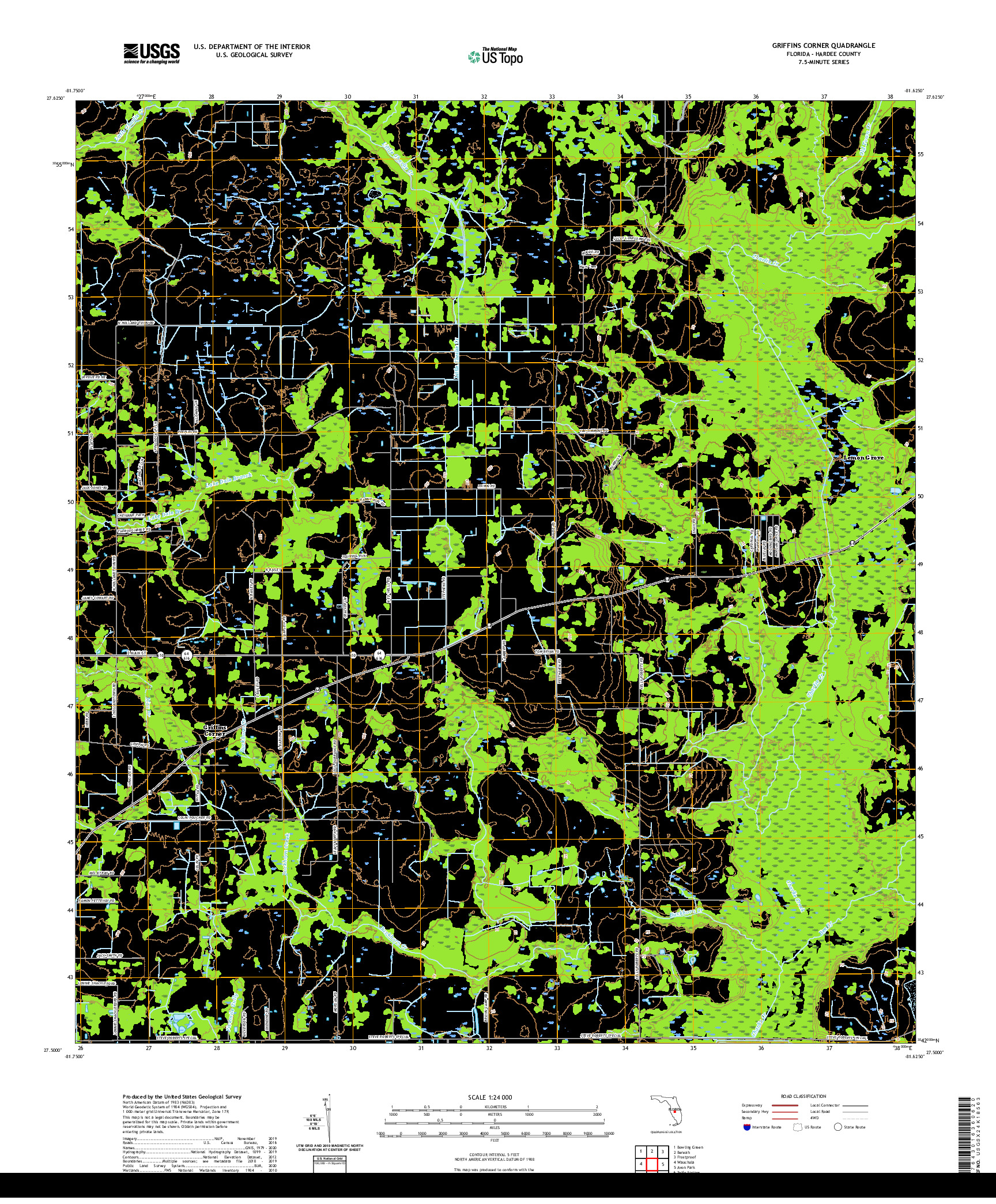USGS US TOPO 7.5-MINUTE MAP FOR GRIFFINS CORNER, FL 2021