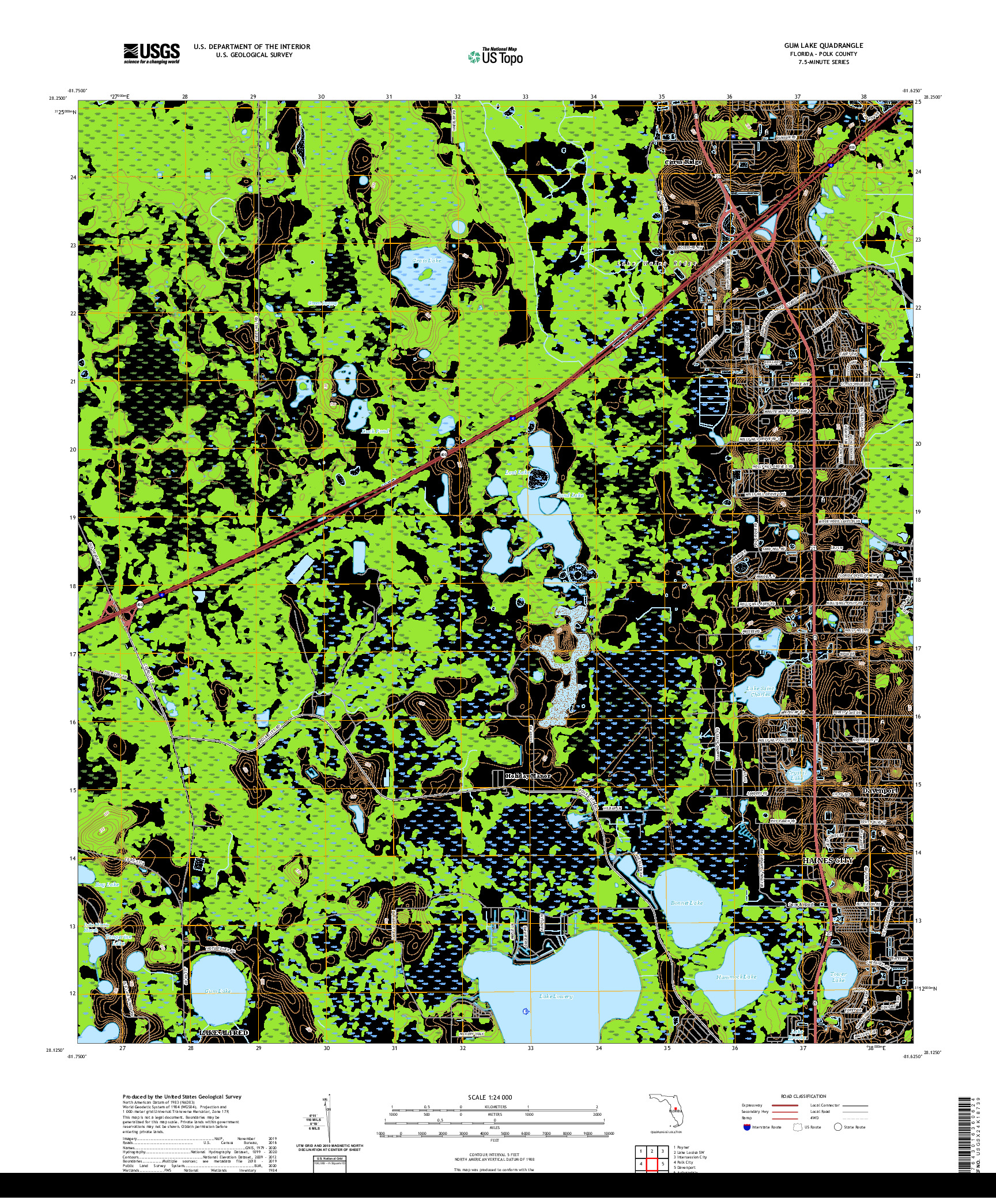 USGS US TOPO 7.5-MINUTE MAP FOR GUM LAKE, FL 2021