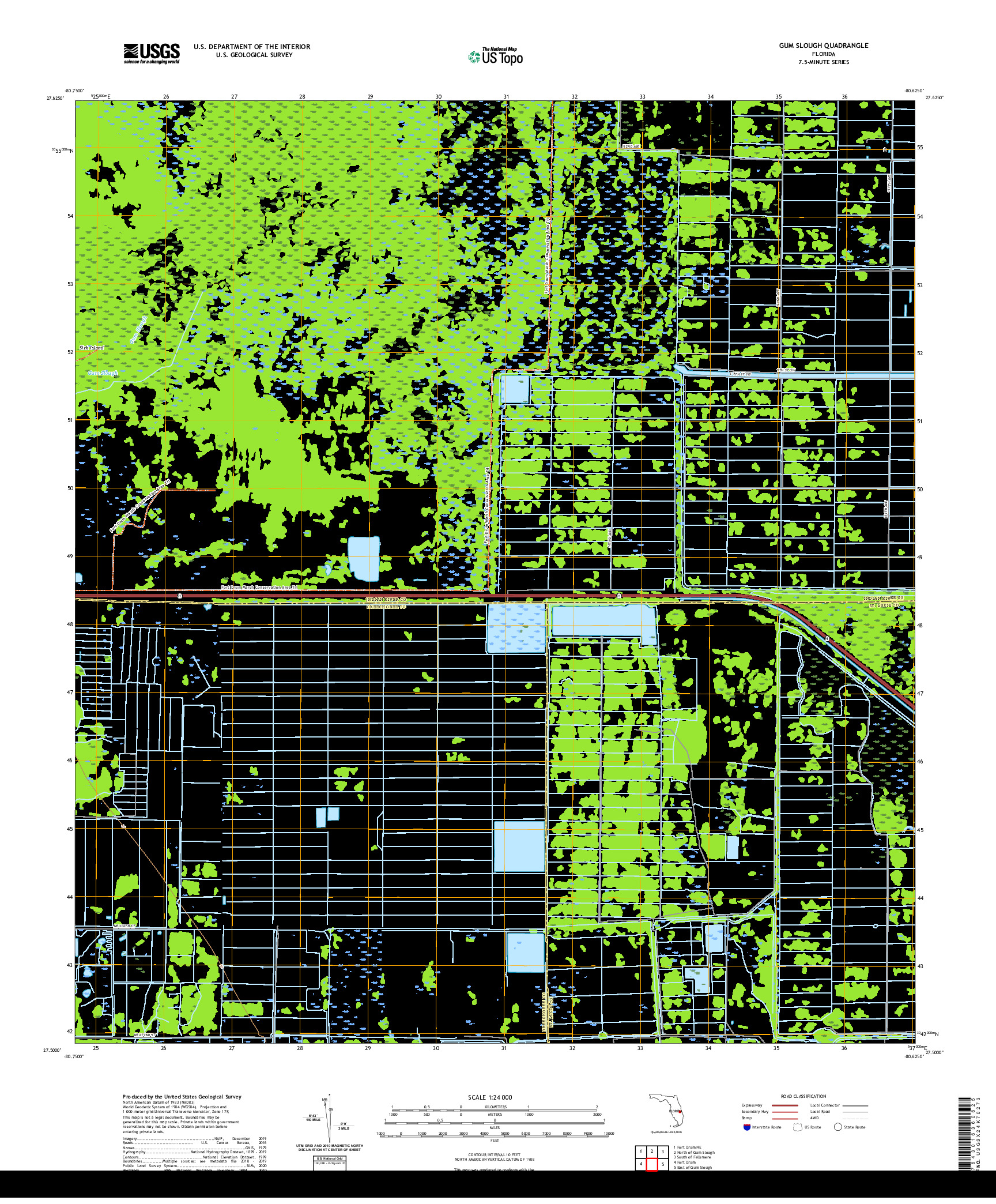 USGS US TOPO 7.5-MINUTE MAP FOR GUM SLOUGH, FL 2021