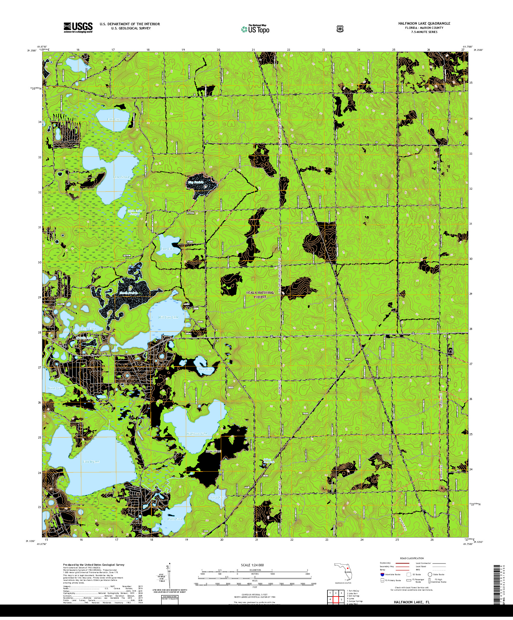 USGS US TOPO 7.5-MINUTE MAP FOR HALFMOON LAKE, FL 2021