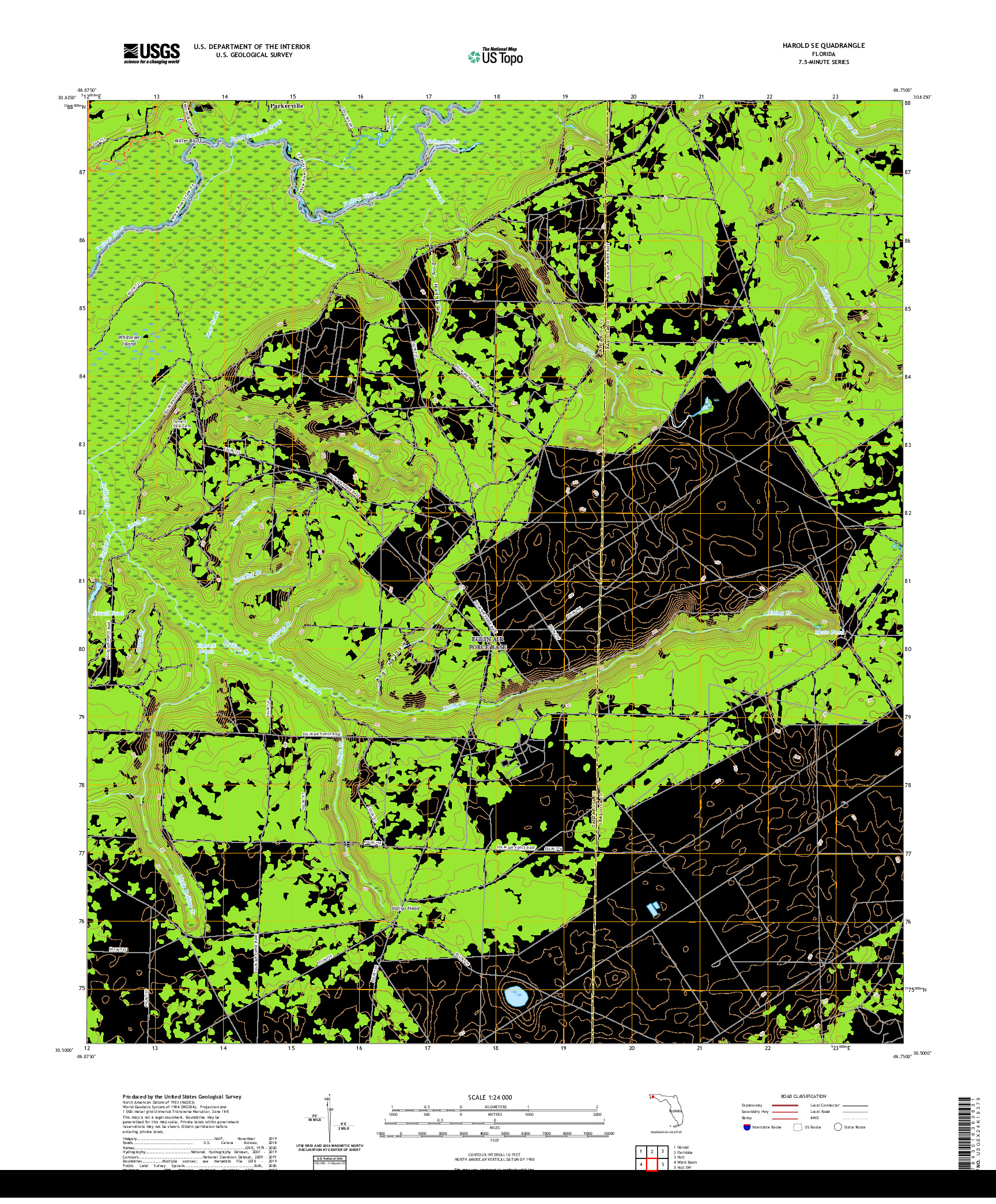 USGS US TOPO 7.5-MINUTE MAP FOR HAROLD SE, FL 2021