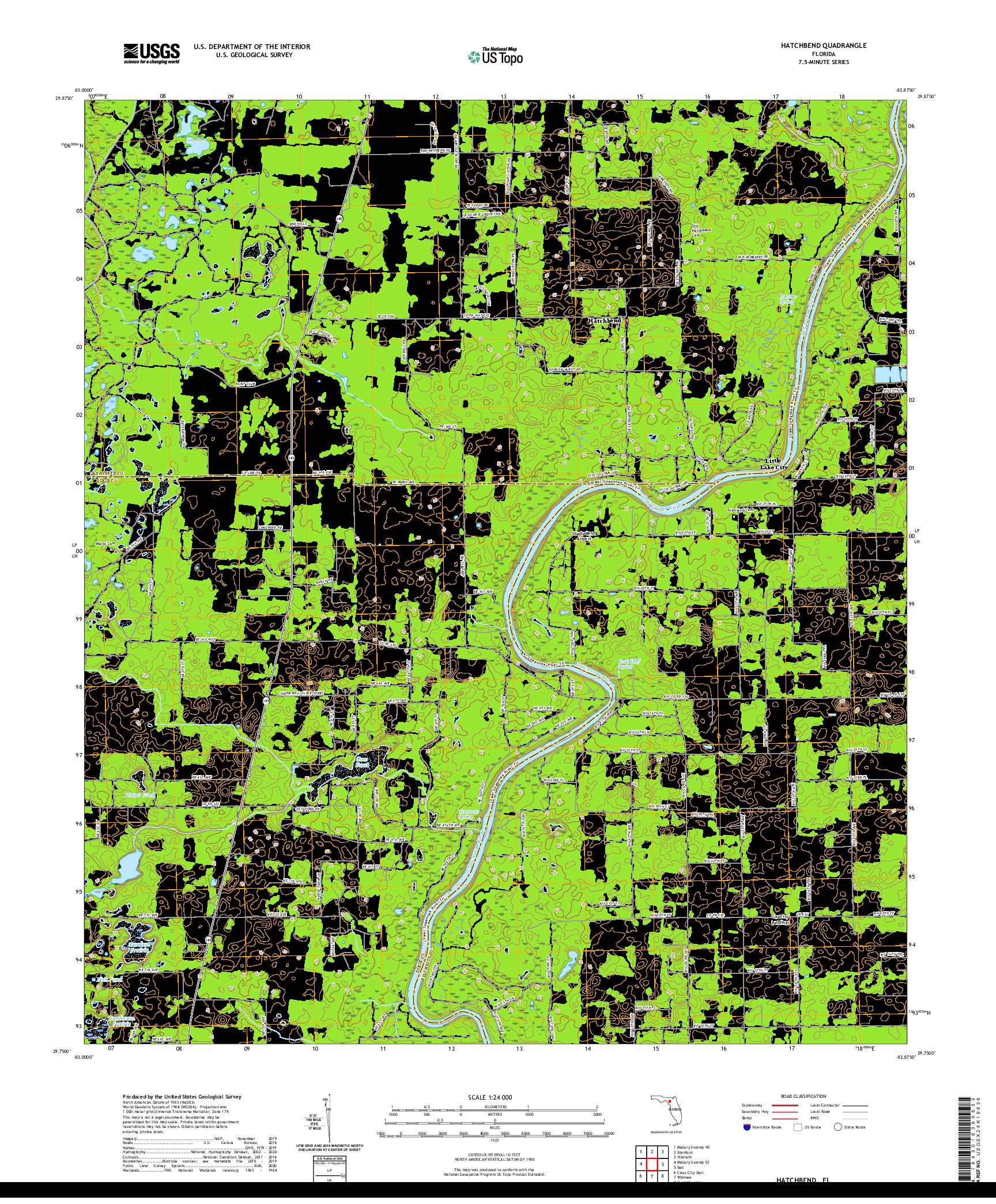 USGS US TOPO 7.5-MINUTE MAP FOR HATCHBEND, FL 2021