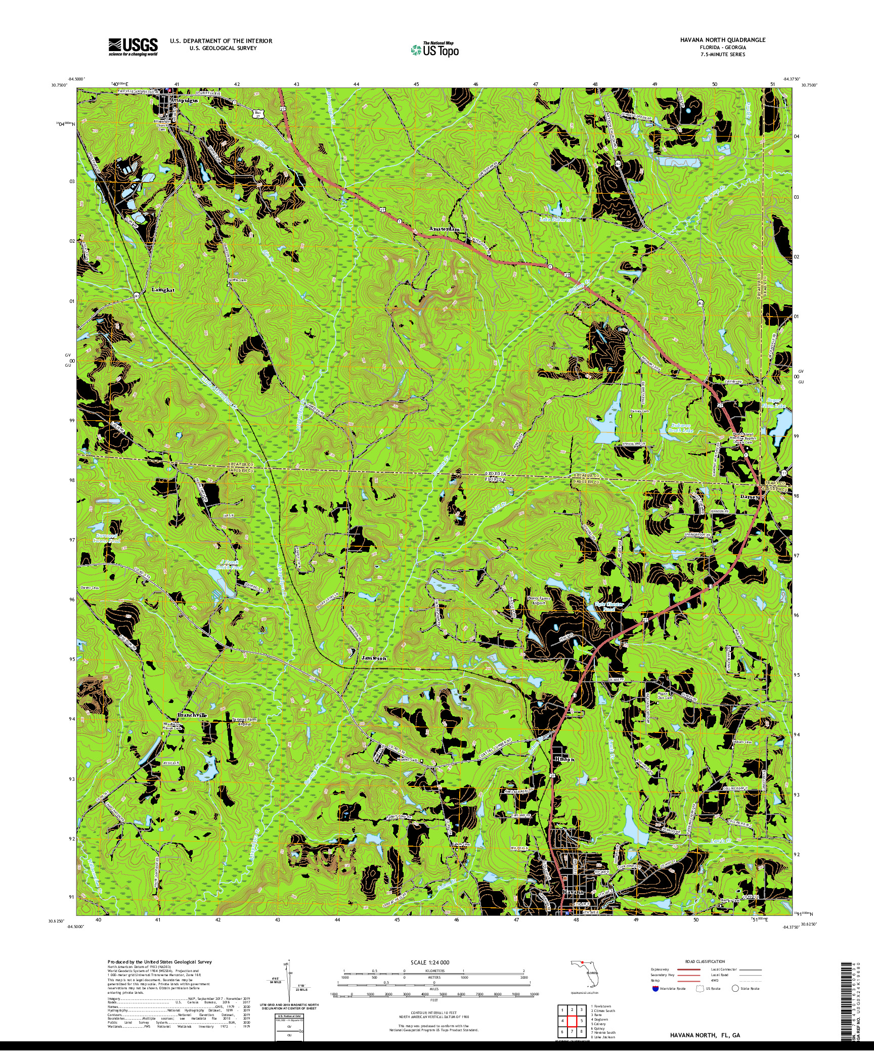 USGS US TOPO 7.5-MINUTE MAP FOR HAVANA NORTH, FL,GA 2021
