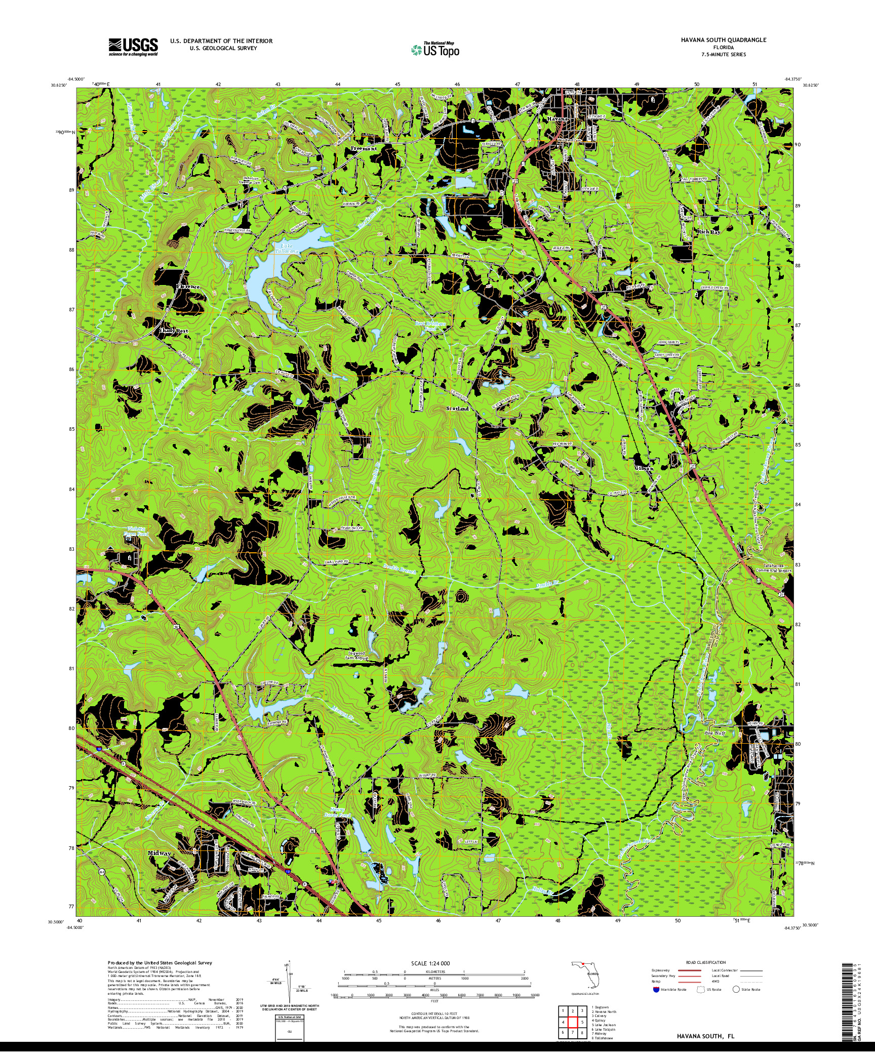 USGS US TOPO 7.5-MINUTE MAP FOR HAVANA SOUTH, FL 2021