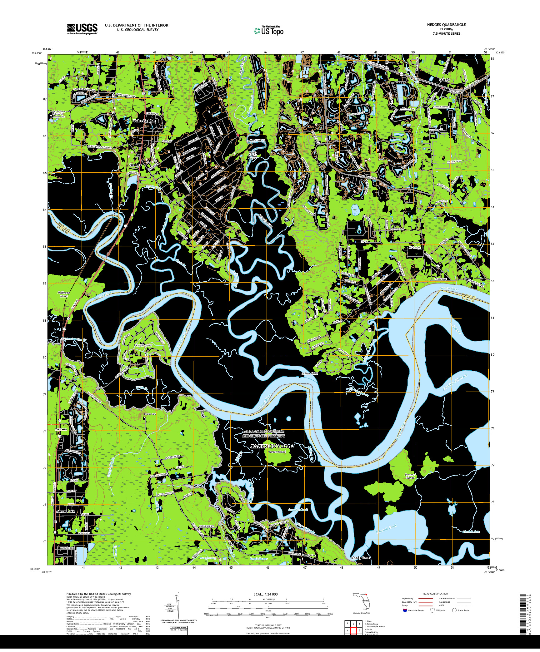 USGS US TOPO 7.5-MINUTE MAP FOR HEDGES, FL 2021