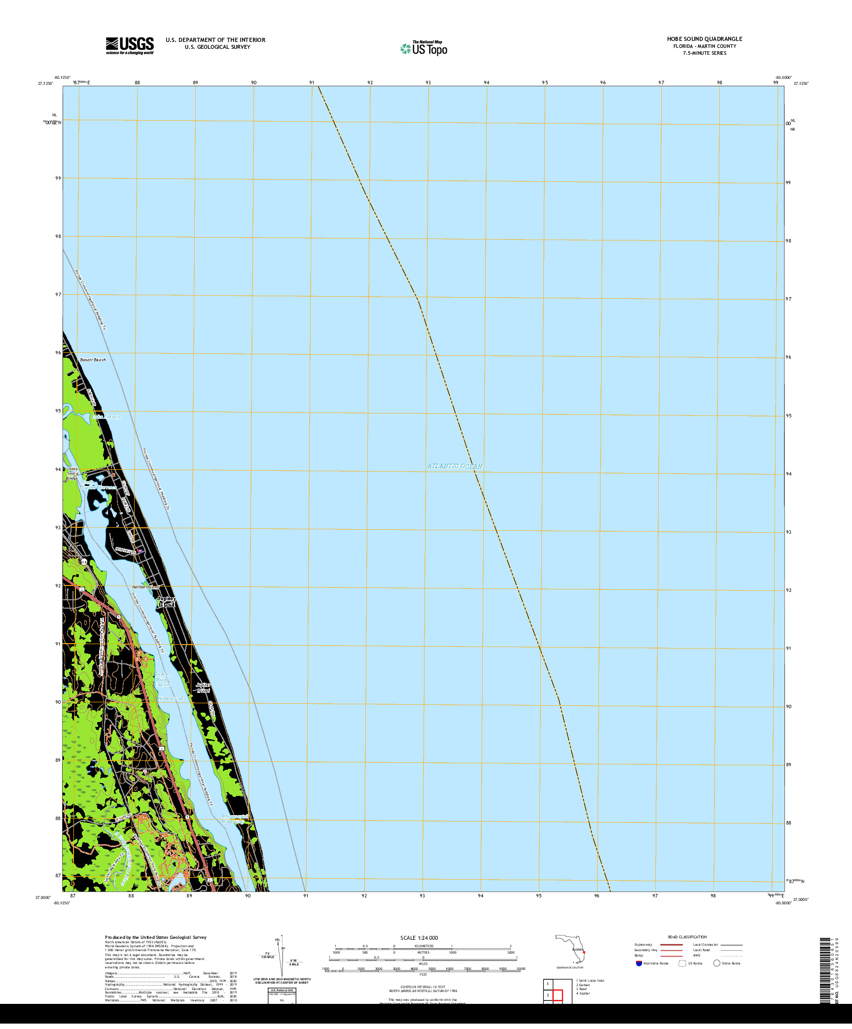 USGS US TOPO 7.5-MINUTE MAP FOR HOBE SOUND, FL 2021