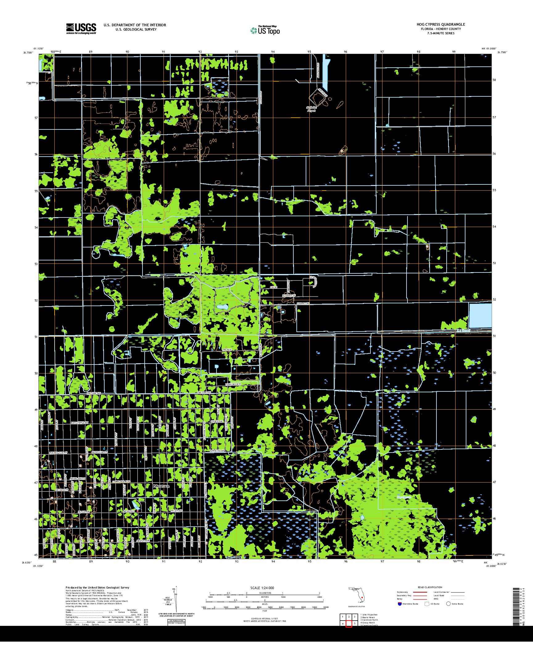 USGS US TOPO 7.5-MINUTE MAP FOR HOG CYPRESS, FL 2021