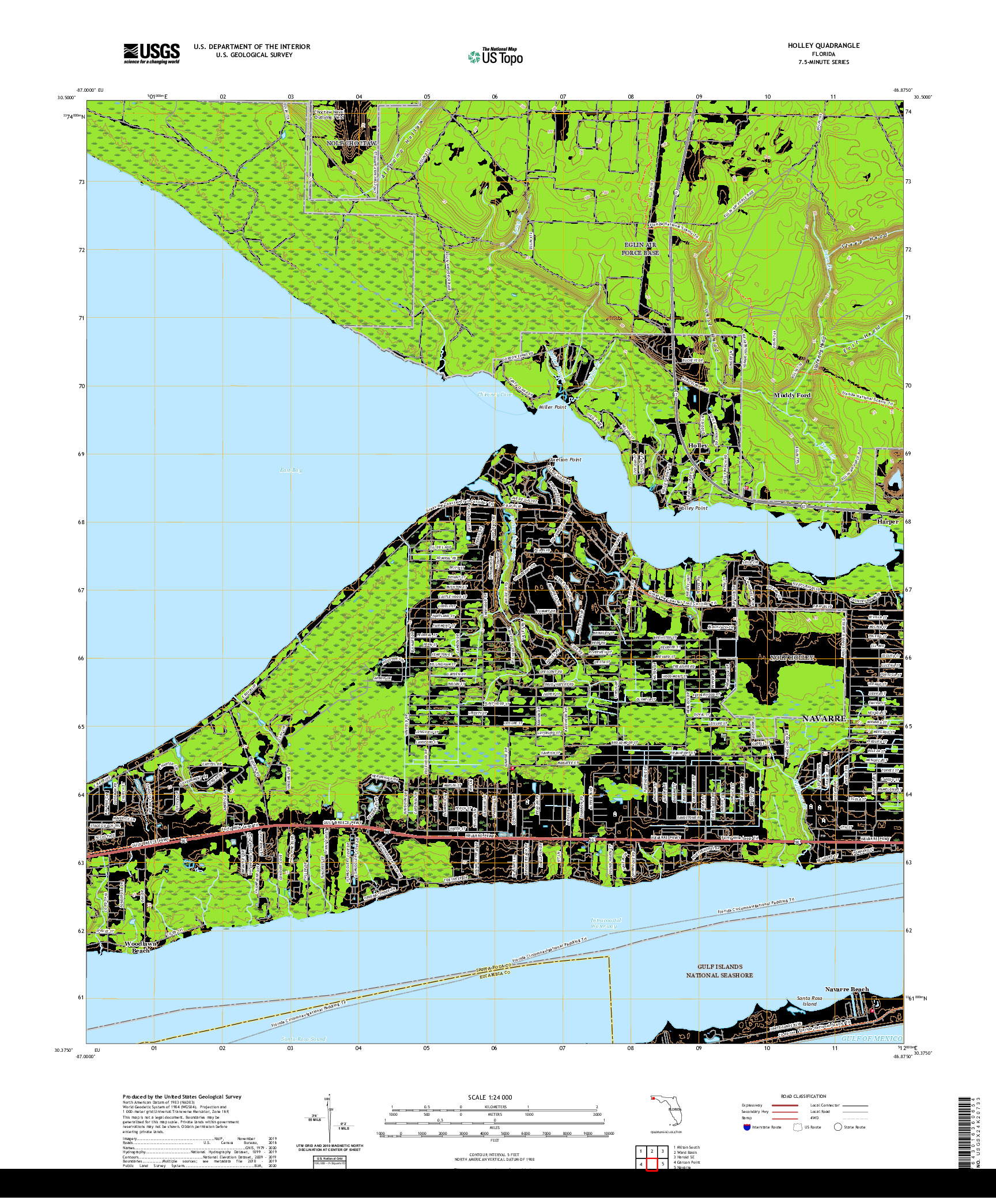 USGS US TOPO 7.5-MINUTE MAP FOR HOLLEY, FL 2021