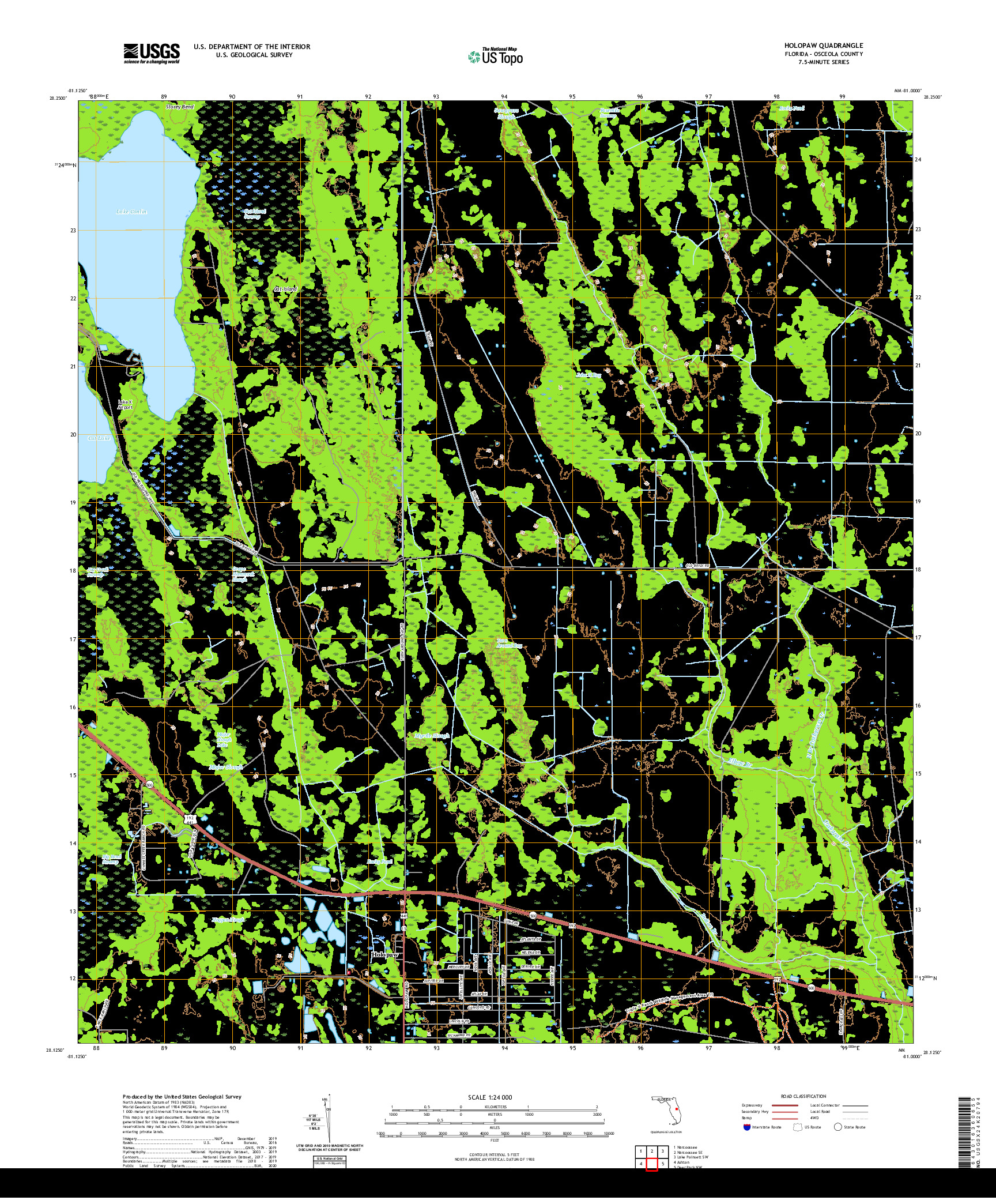 USGS US TOPO 7.5-MINUTE MAP FOR HOLOPAW, FL 2021