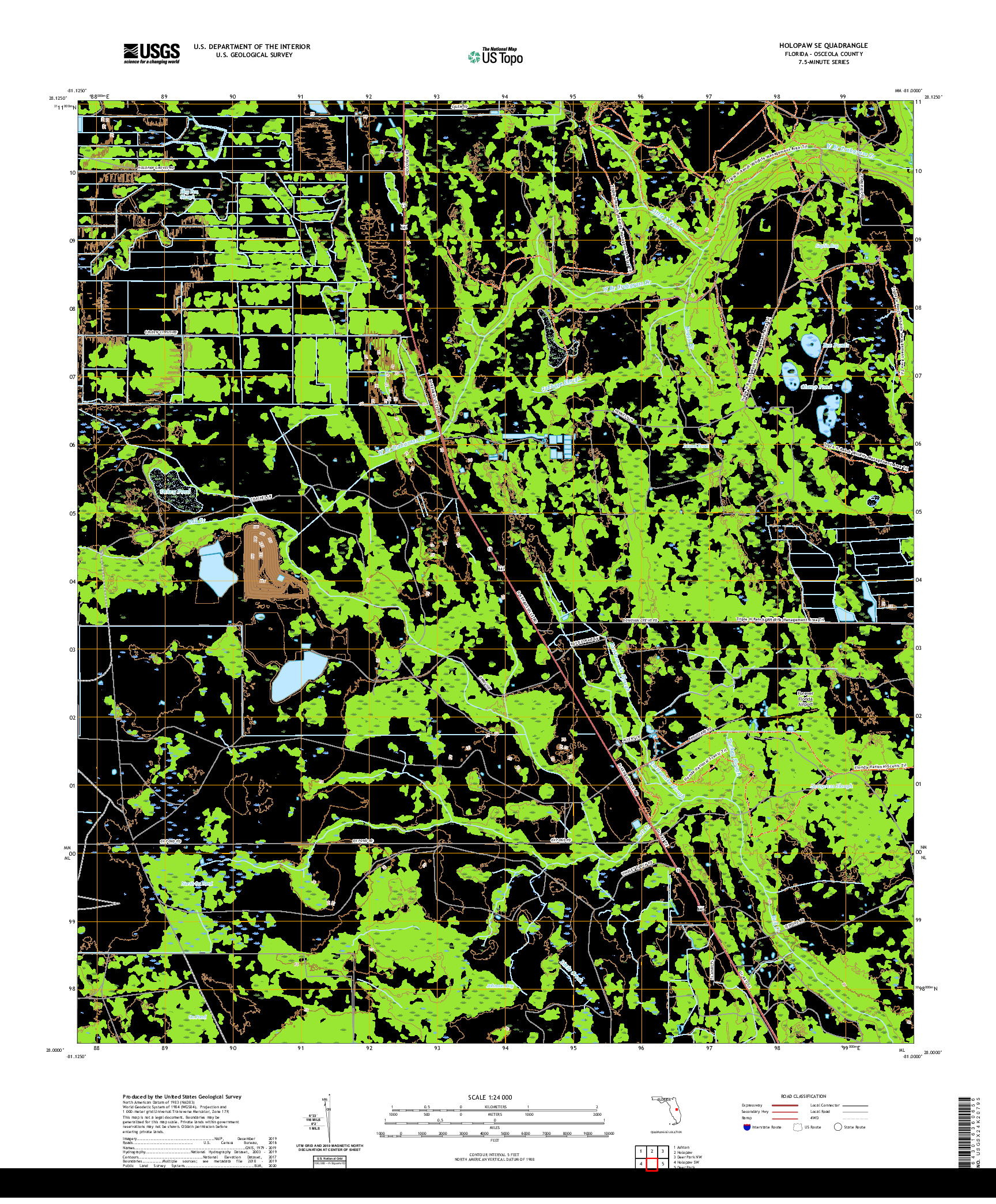 USGS US TOPO 7.5-MINUTE MAP FOR HOLOPAW SE, FL 2021