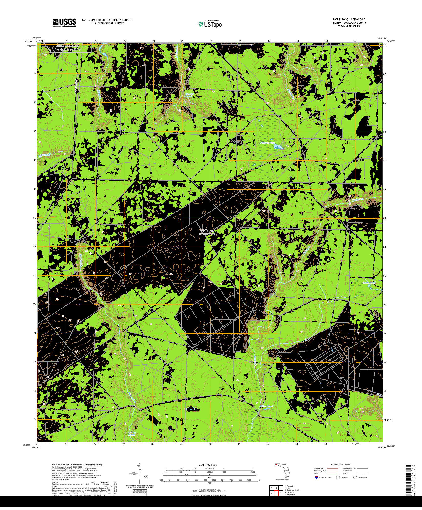 USGS US TOPO 7.5-MINUTE MAP FOR HOLT SW, FL 2021