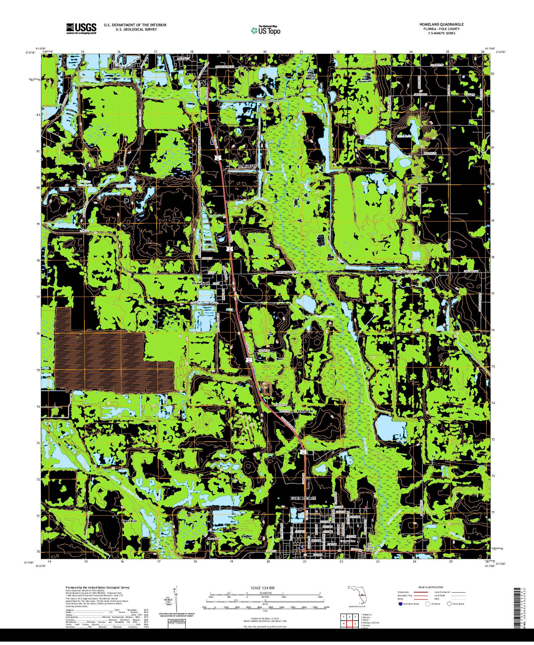 USGS US TOPO 7.5-MINUTE MAP FOR HOMELAND, FL 2021