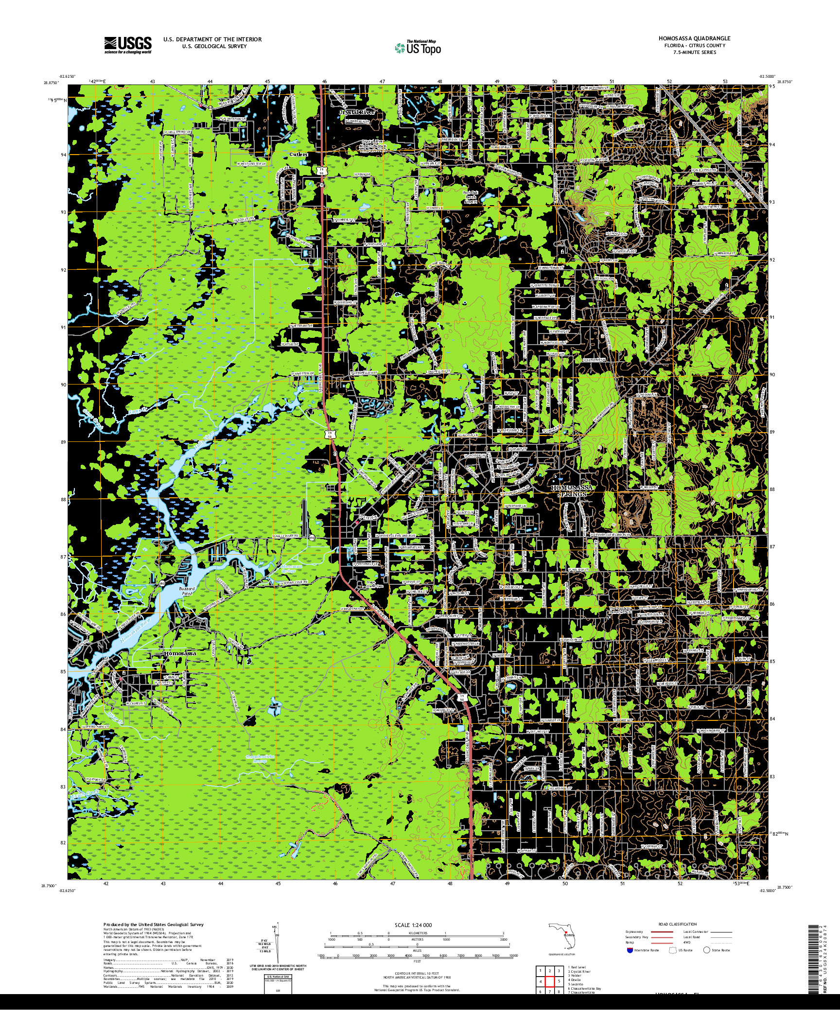 USGS US TOPO 7.5-MINUTE MAP FOR HOMOSASSA, FL 2021