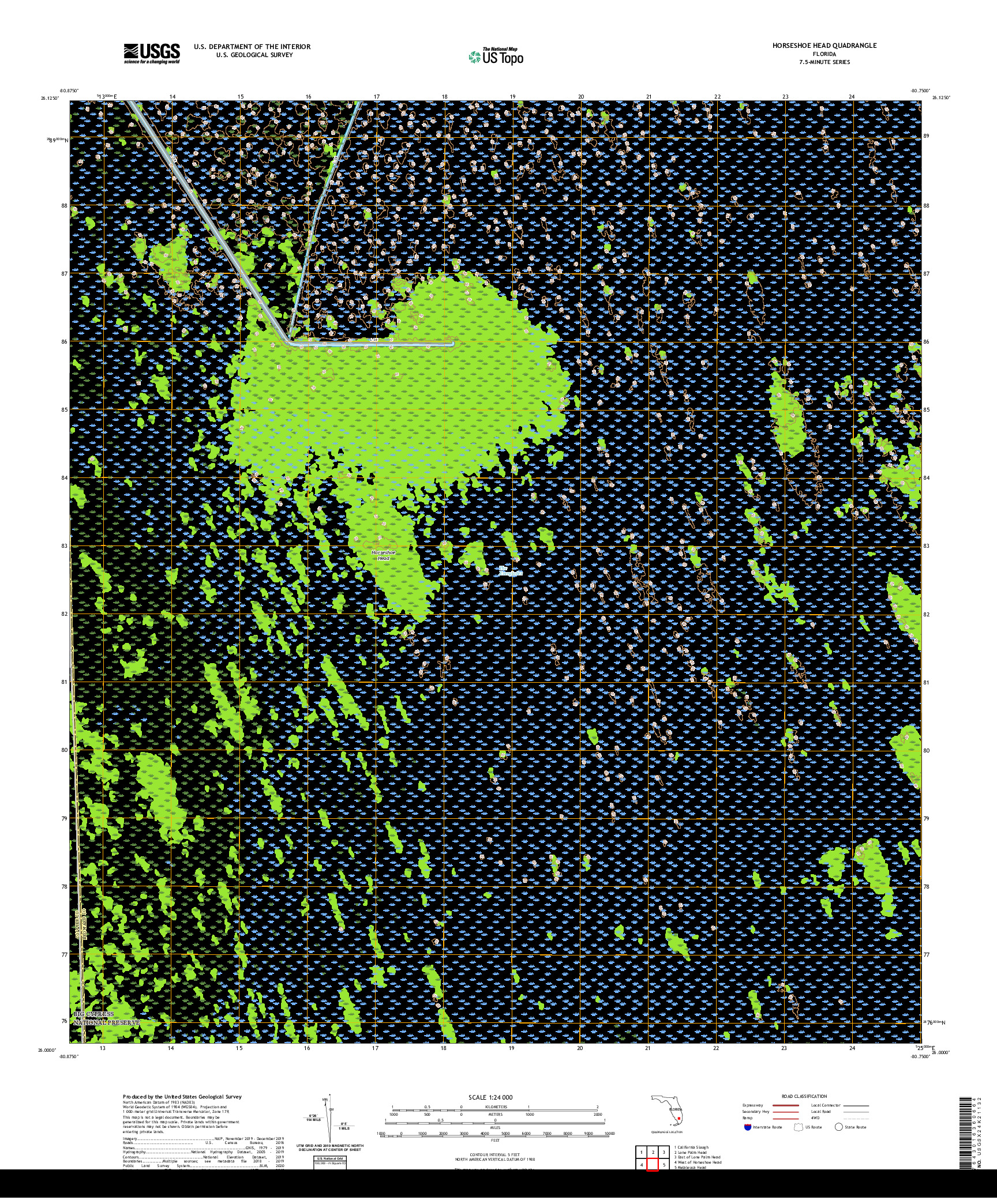 USGS US TOPO 7.5-MINUTE MAP FOR HORSESHOE HEAD, FL 2021