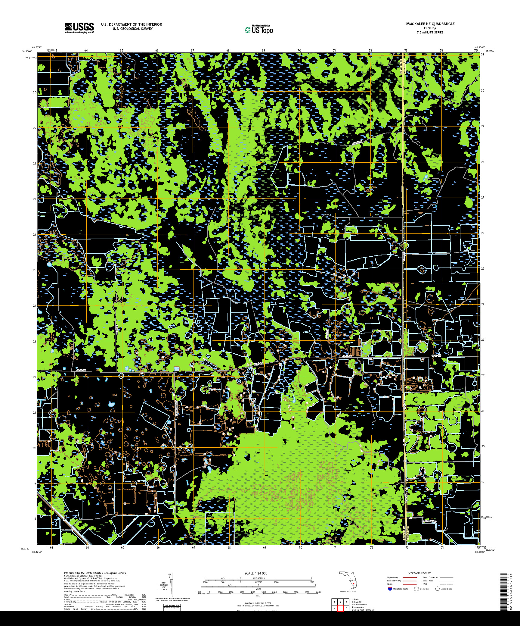 USGS US TOPO 7.5-MINUTE MAP FOR IMMOKALEE NE, FL 2021