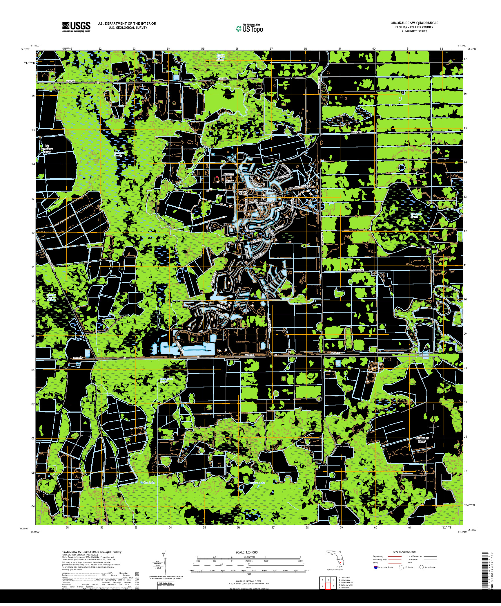 USGS US TOPO 7.5-MINUTE MAP FOR IMMOKALEE SW, FL 2021