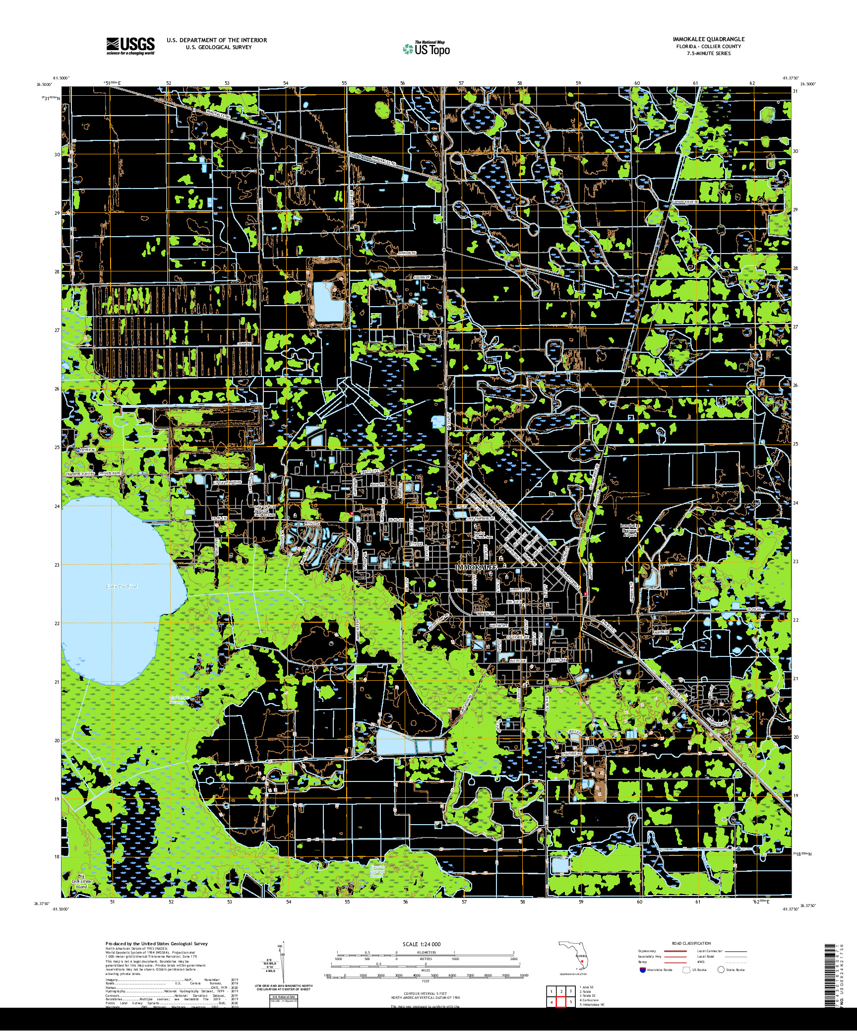 USGS US TOPO 7.5-MINUTE MAP FOR IMMOKALEE, FL 2021