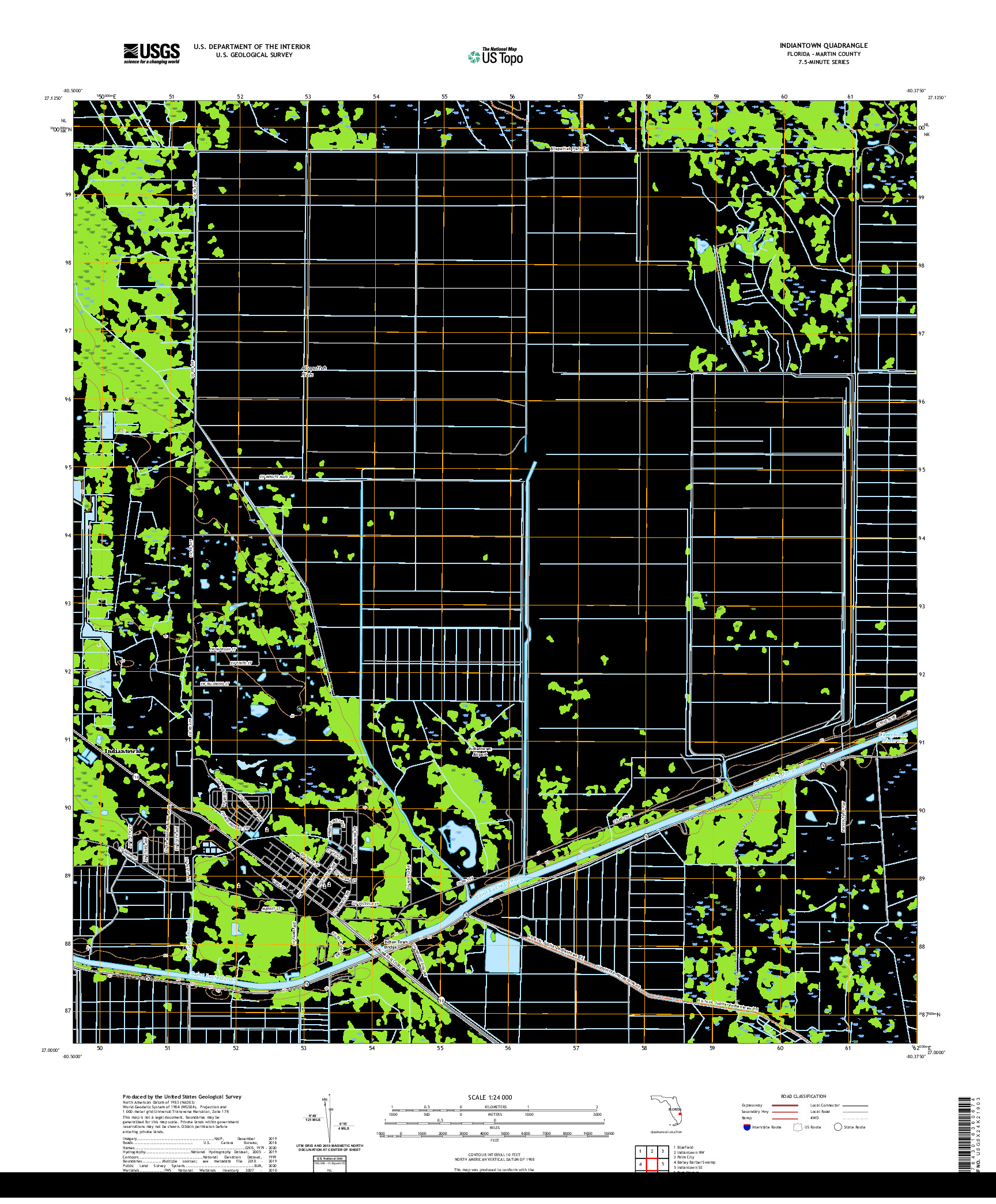 USGS US TOPO 7.5-MINUTE MAP FOR INDIANTOWN, FL 2021