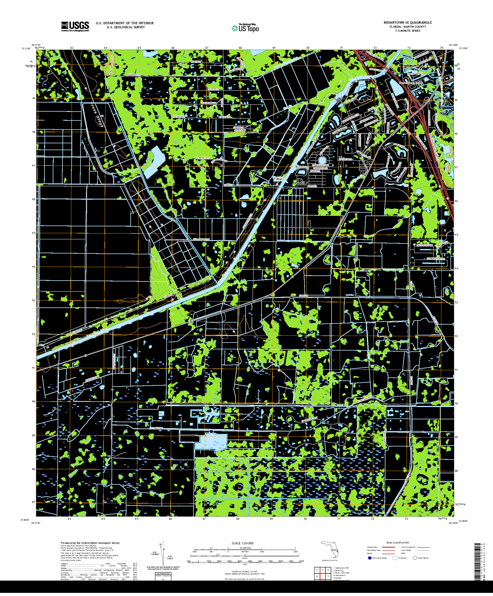 USGS US TOPO 7.5-MINUTE MAP FOR INDIANTOWN SE, FL 2021