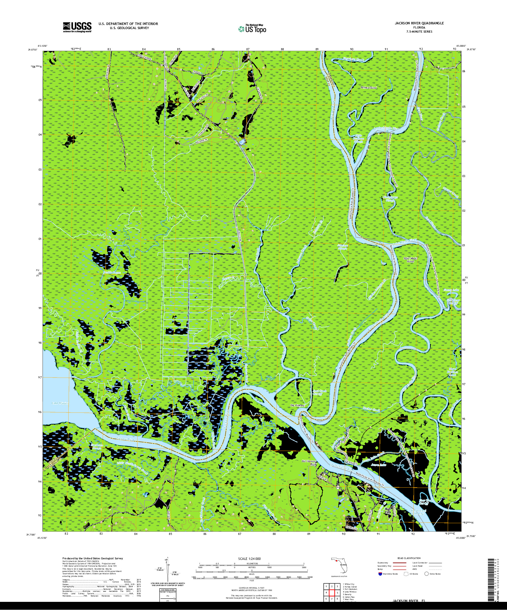 USGS US TOPO 7.5-MINUTE MAP FOR JACKSON RIVER, FL 2021
