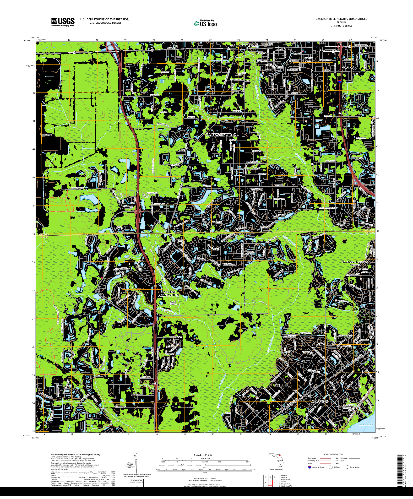 USGS US TOPO 7.5-MINUTE MAP FOR JACKSONVILLE HEIGHTS, FL 2021