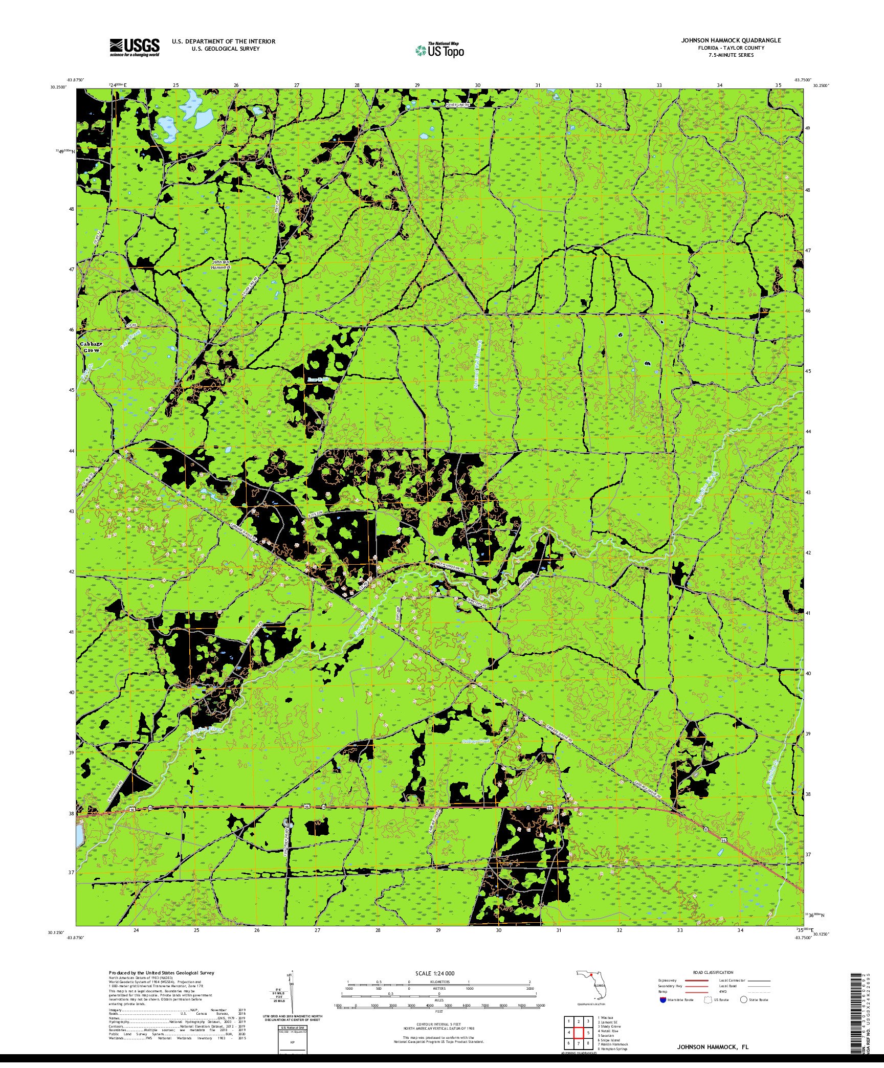 USGS US TOPO 7.5-MINUTE MAP FOR JOHNSON HAMMOCK, FL 2021