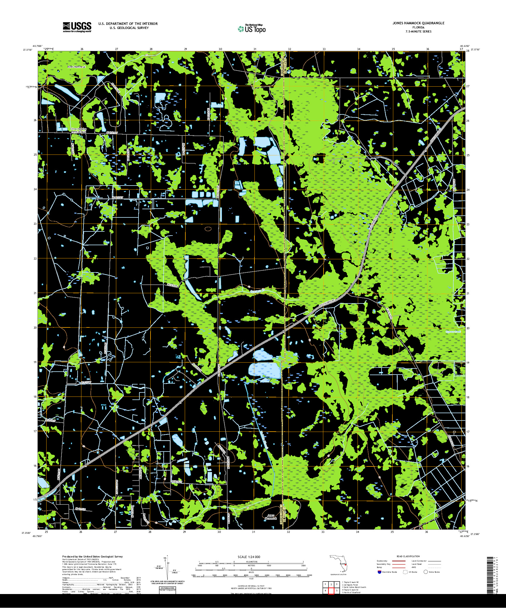 USGS US TOPO 7.5-MINUTE MAP FOR JONES HAMMOCK, FL 2021