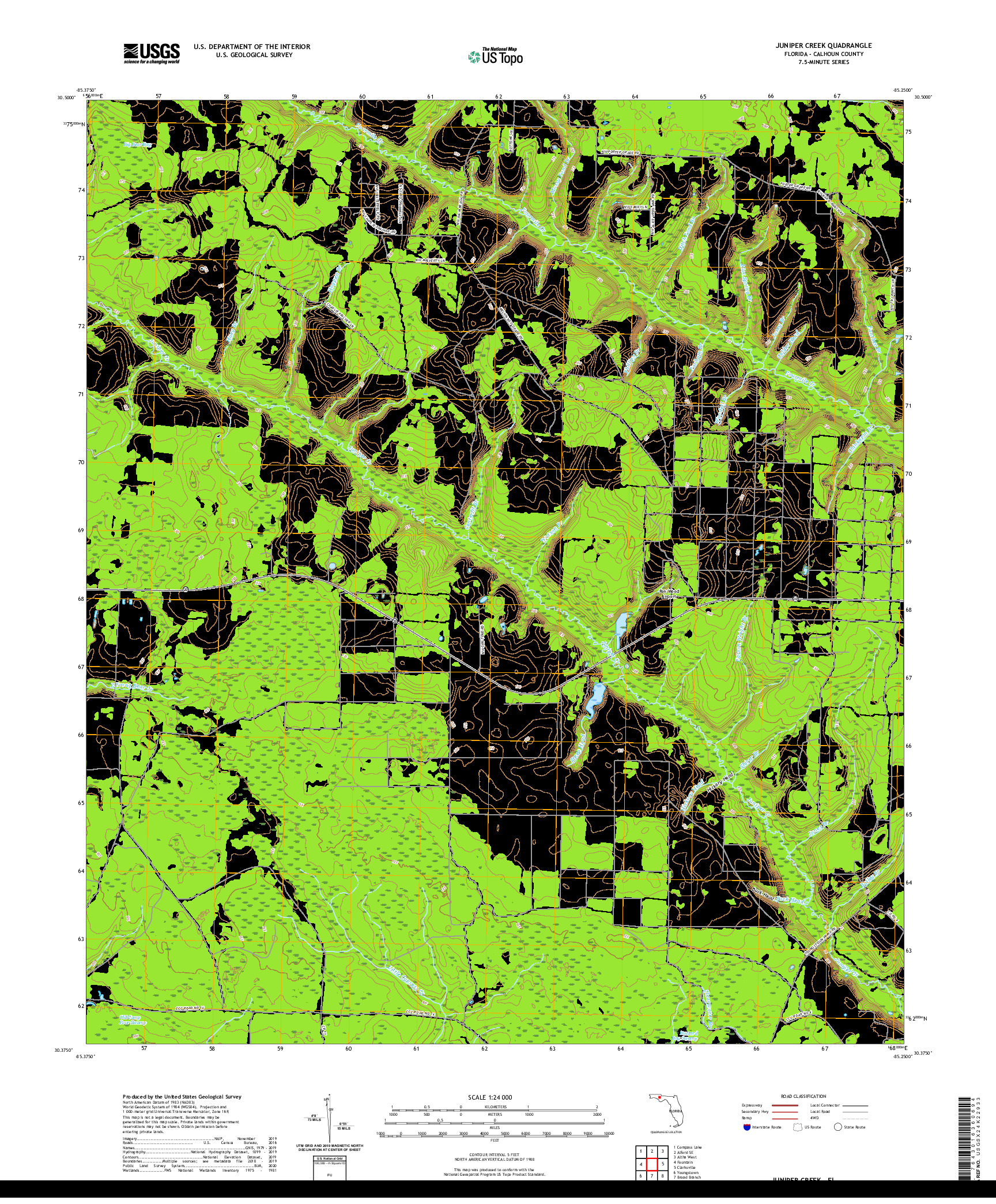 USGS US TOPO 7.5-MINUTE MAP FOR JUNIPER CREEK, FL 2021