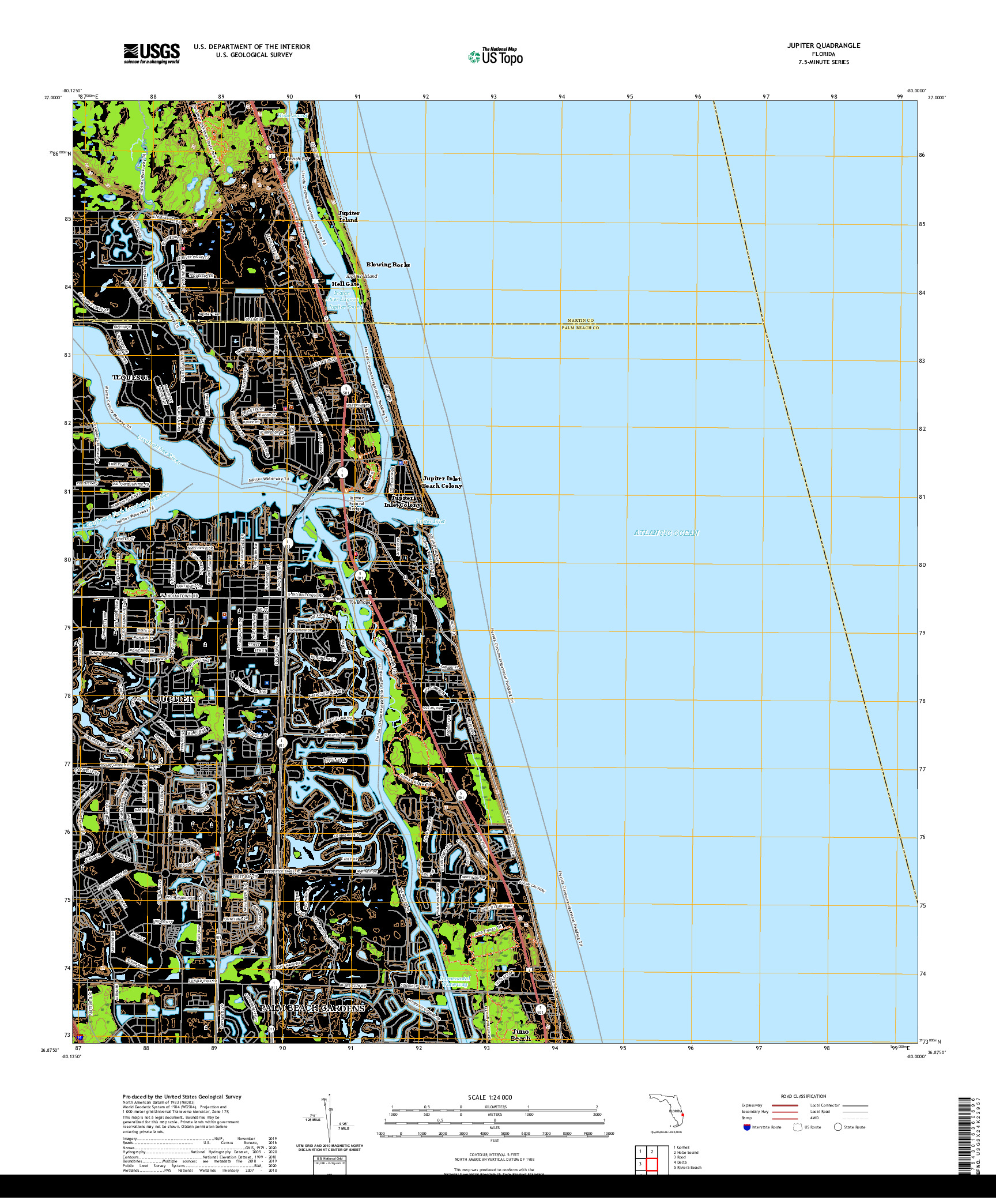 USGS US TOPO 7.5-MINUTE MAP FOR JUPITER, FL 2021