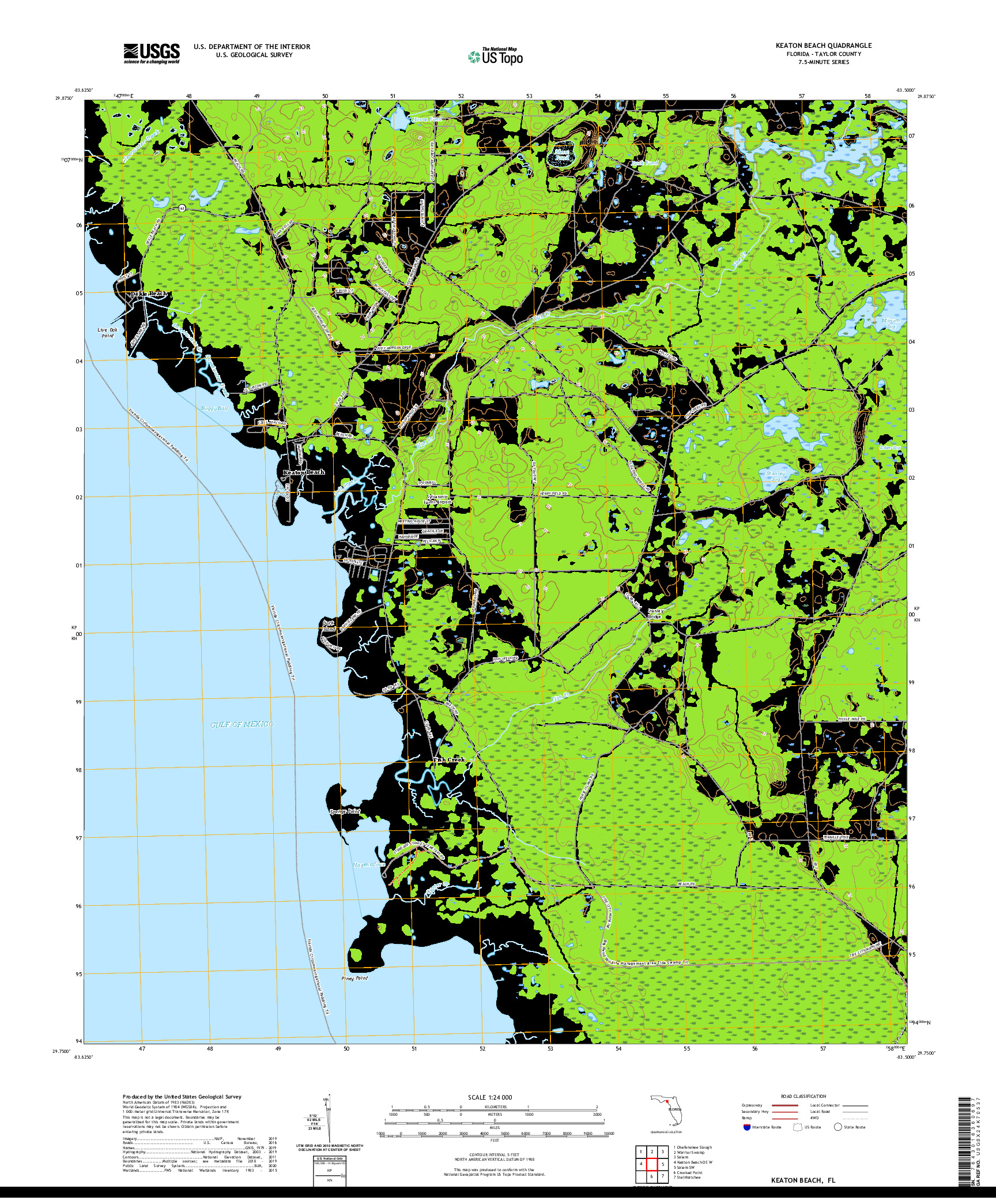 USGS US TOPO 7.5-MINUTE MAP FOR KEATON BEACH, FL 2021
