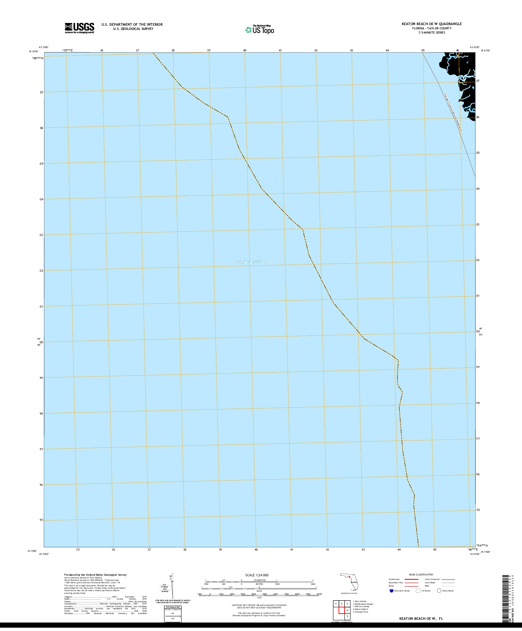USGS US TOPO 7.5-MINUTE MAP FOR KEATON BEACH OE W, FL 2021