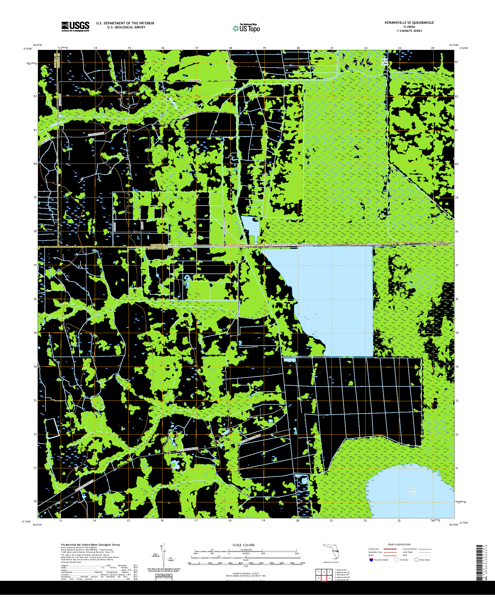 USGS US TOPO 7.5-MINUTE MAP FOR KENANSVILLE SE, FL 2021