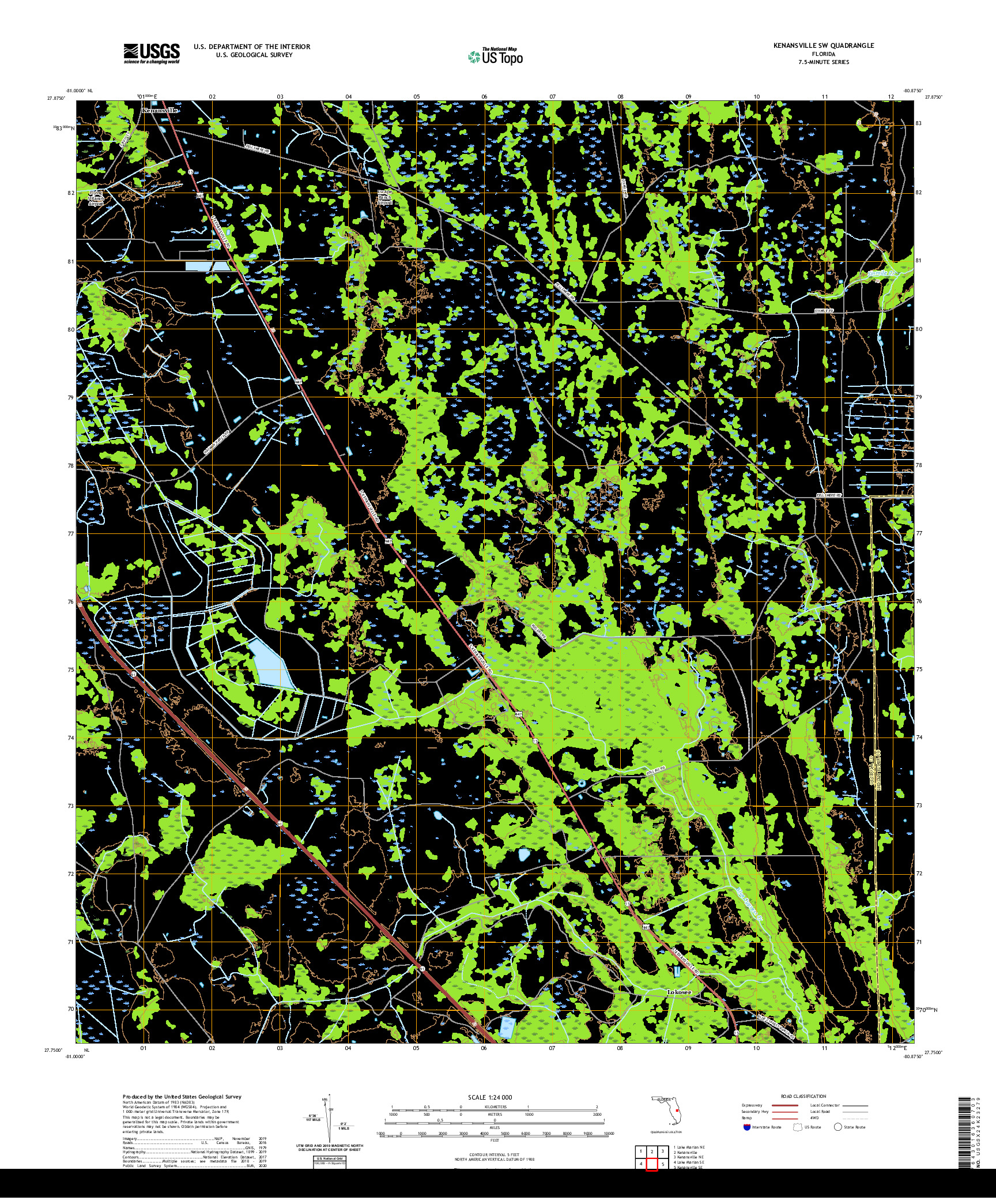 USGS US TOPO 7.5-MINUTE MAP FOR KENANSVILLE SW, FL 2021