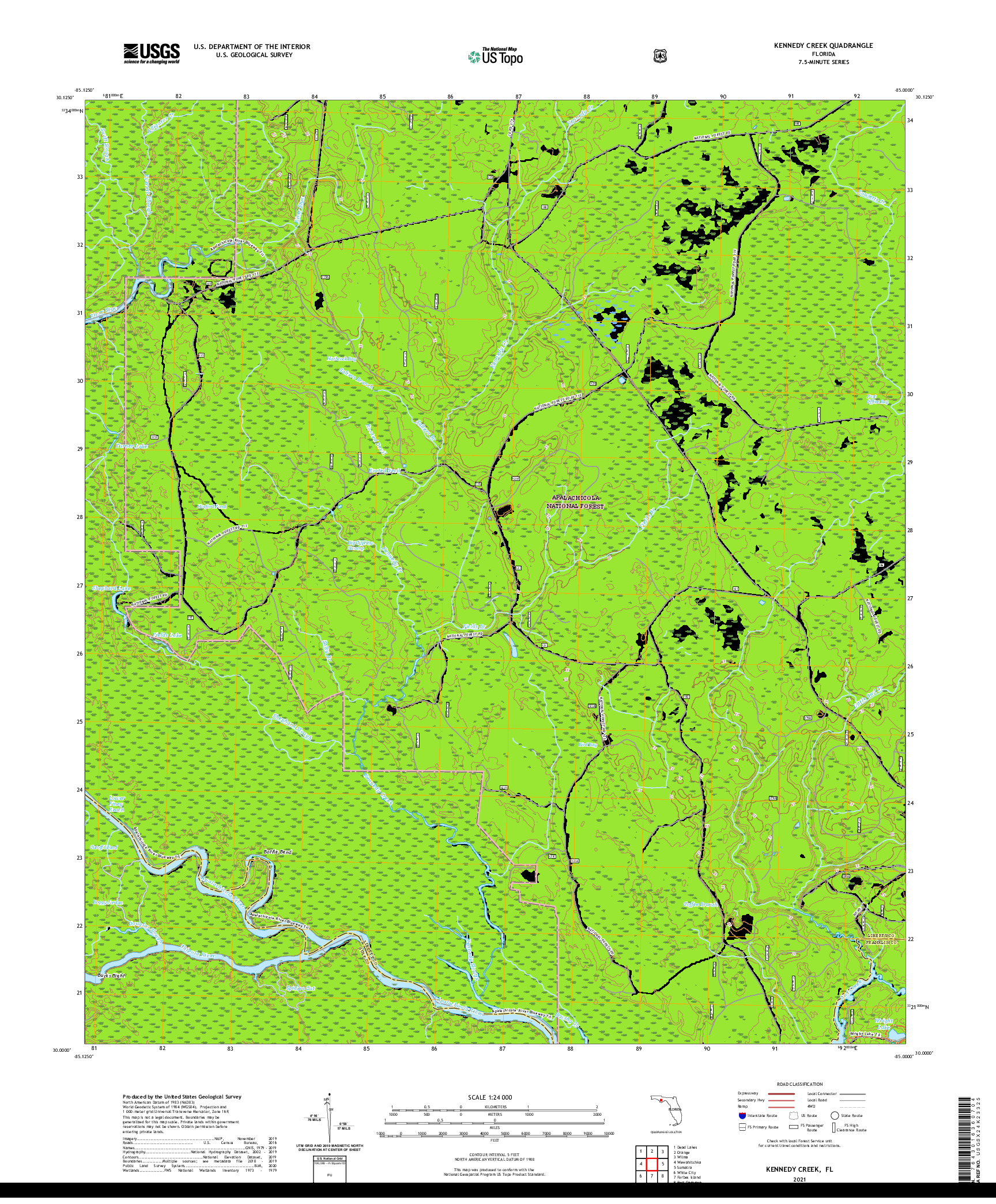 USGS US TOPO 7.5-MINUTE MAP FOR KENNEDY CREEK, FL 2021