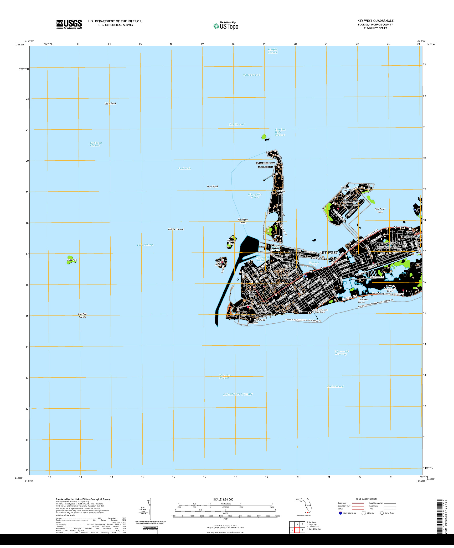 USGS US TOPO 7.5-MINUTE MAP FOR KEY WEST, FL 2021