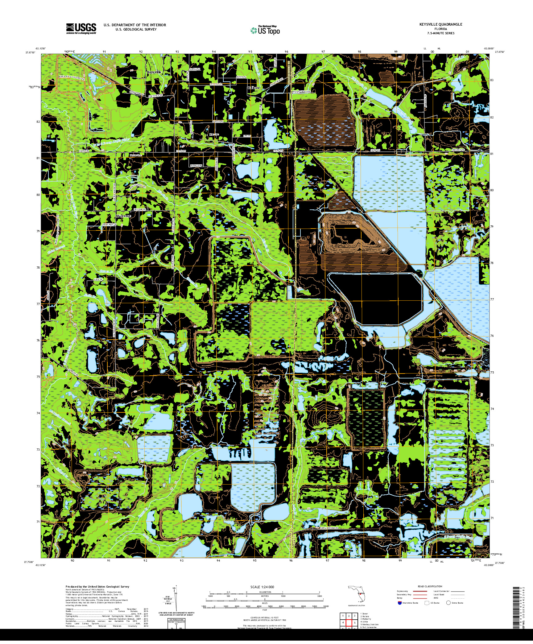 USGS US TOPO 7.5-MINUTE MAP FOR KEYSVILLE, FL 2021