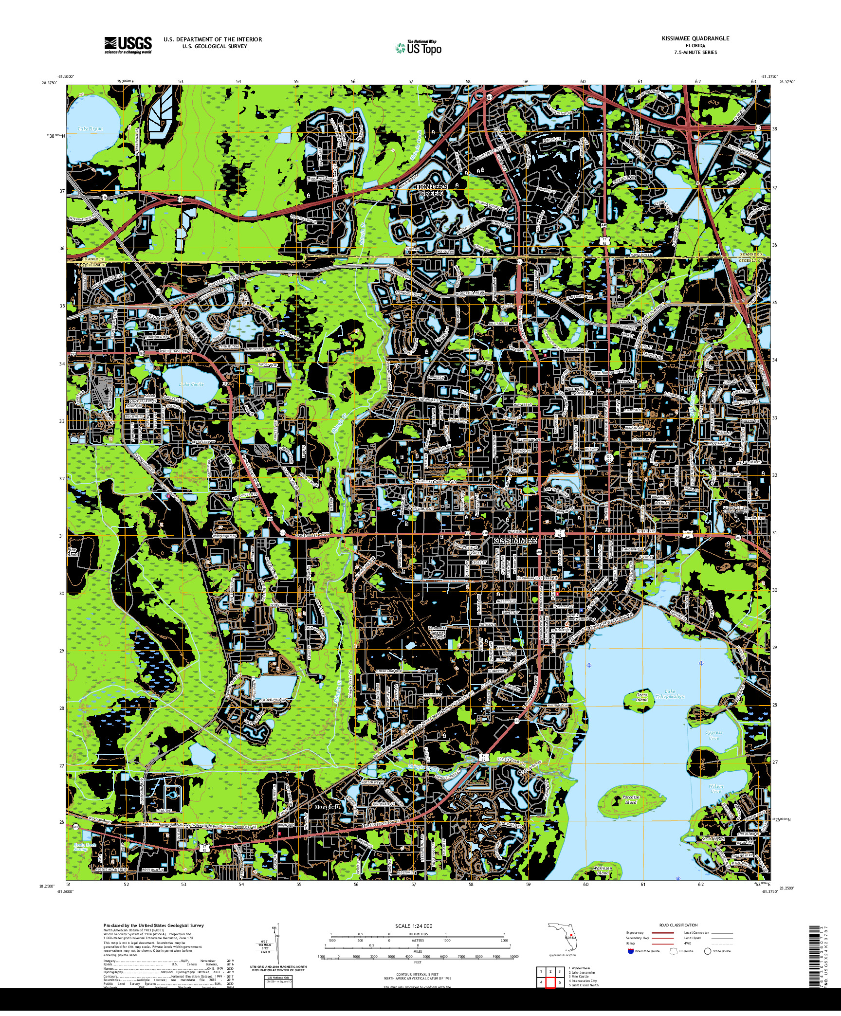 USGS US TOPO 7.5-MINUTE MAP FOR KISSIMMEE, FL 2021