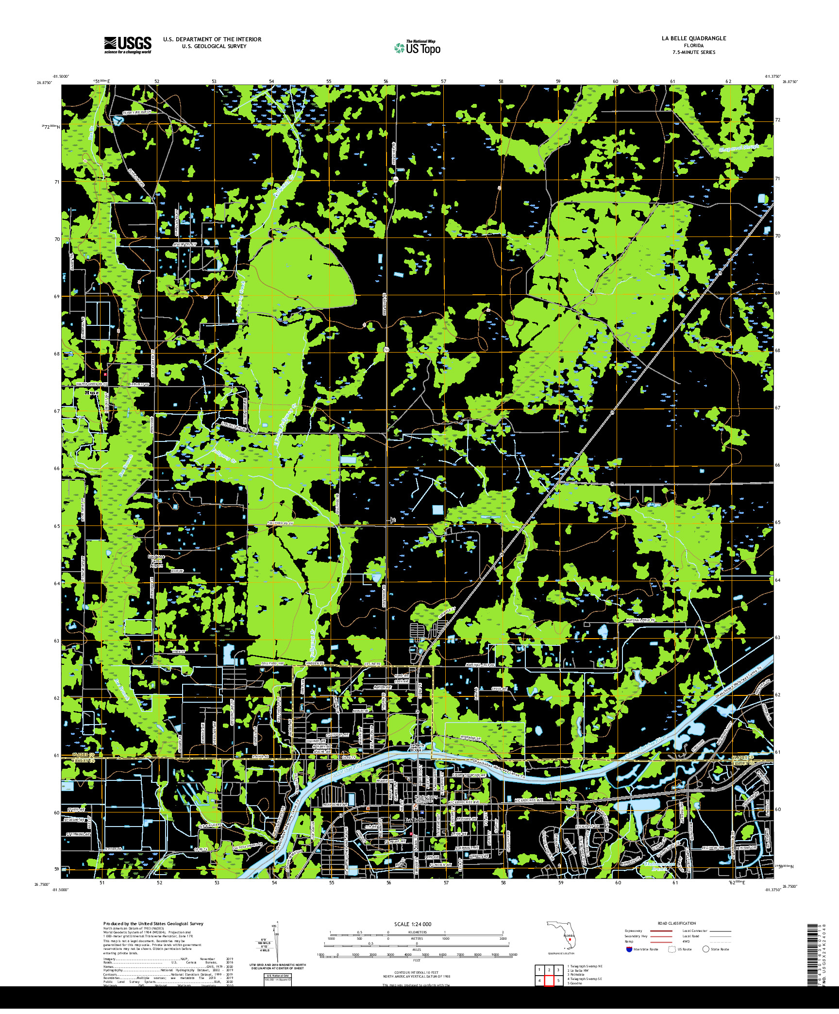 USGS US TOPO 7.5-MINUTE MAP FOR LA BELLE, FL 2021