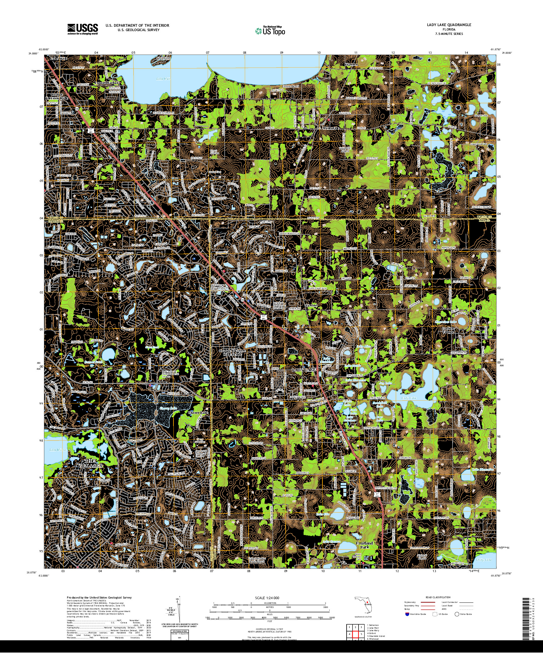 USGS US TOPO 7.5-MINUTE MAP FOR LADY LAKE, FL 2021