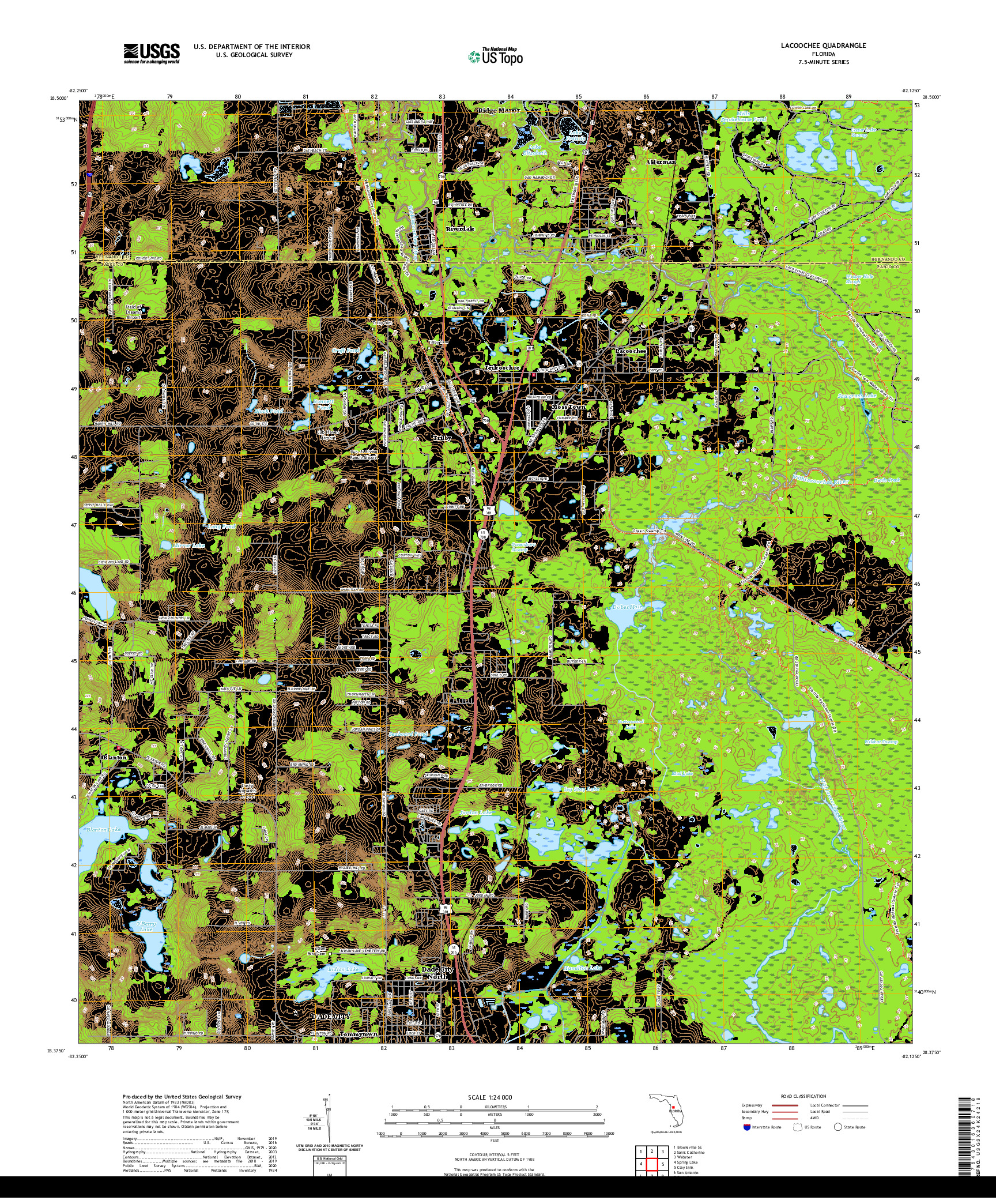 USGS US TOPO 7.5-MINUTE MAP FOR LACOOCHEE, FL 2021