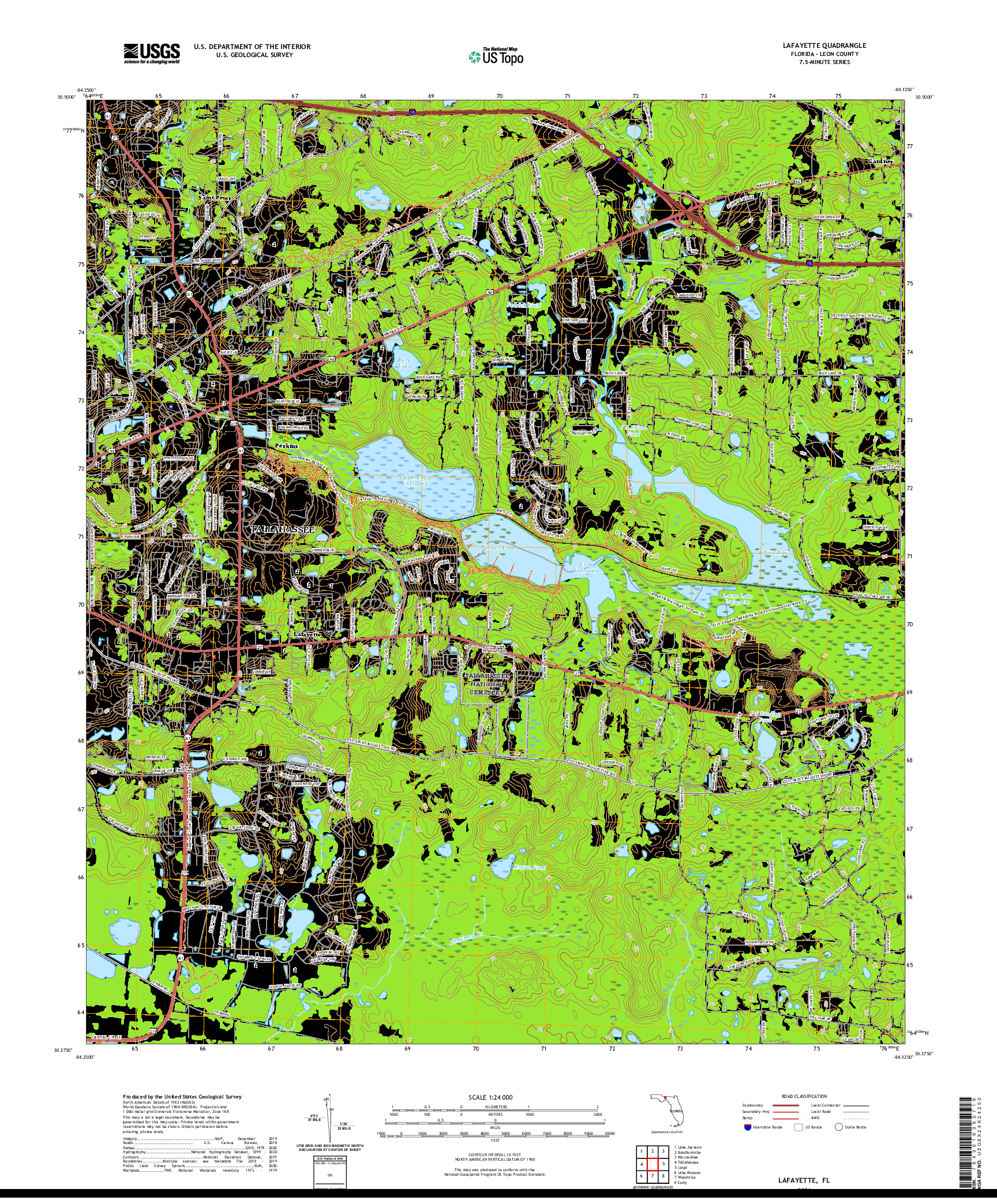 USGS US TOPO 7.5-MINUTE MAP FOR LAFAYETTE, FL 2021