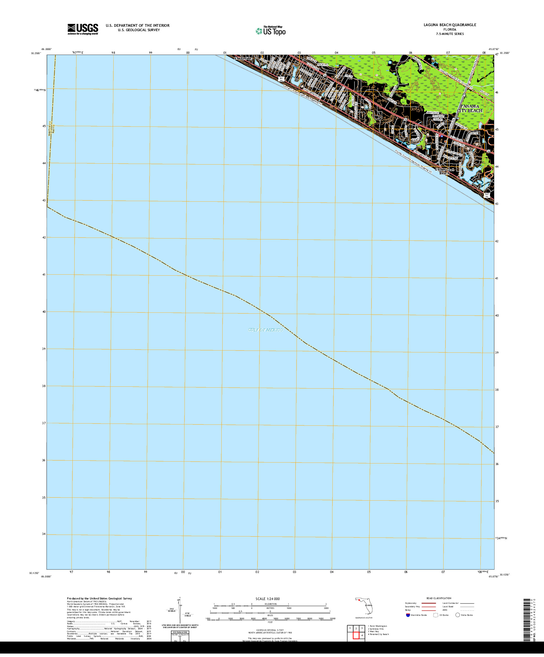 USGS US TOPO 7.5-MINUTE MAP FOR LAGUNA BEACH, FL 2021