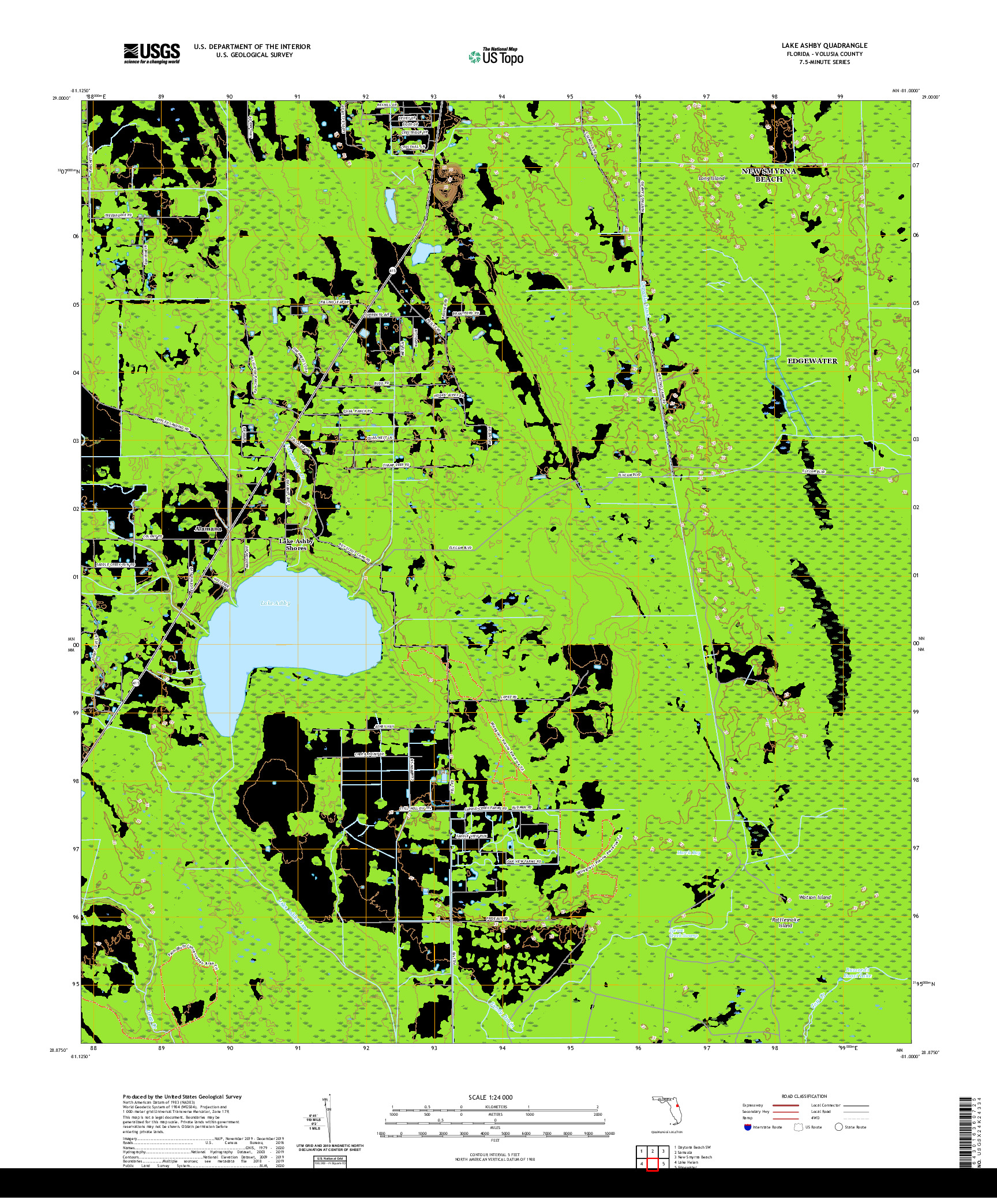 USGS US TOPO 7.5-MINUTE MAP FOR LAKE ASHBY, FL 2021