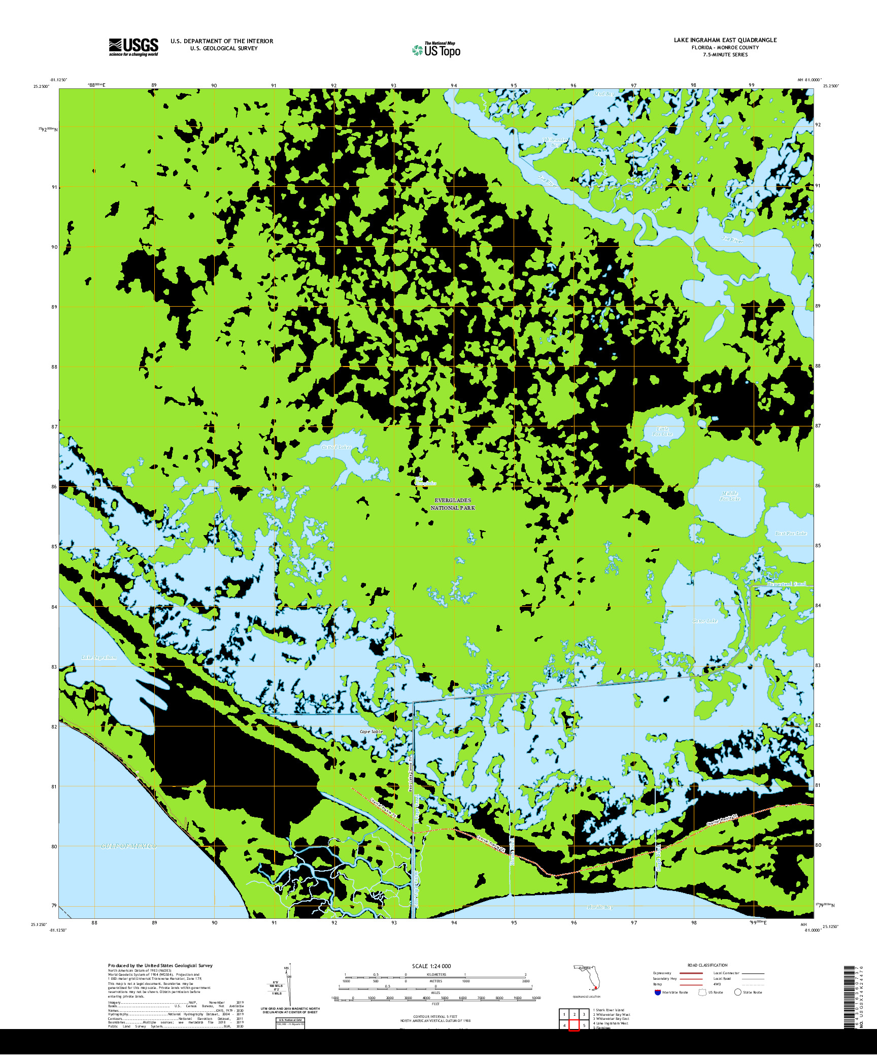 USGS US TOPO 7.5-MINUTE MAP FOR LAKE INGRAHAM EAST, FL 2021
